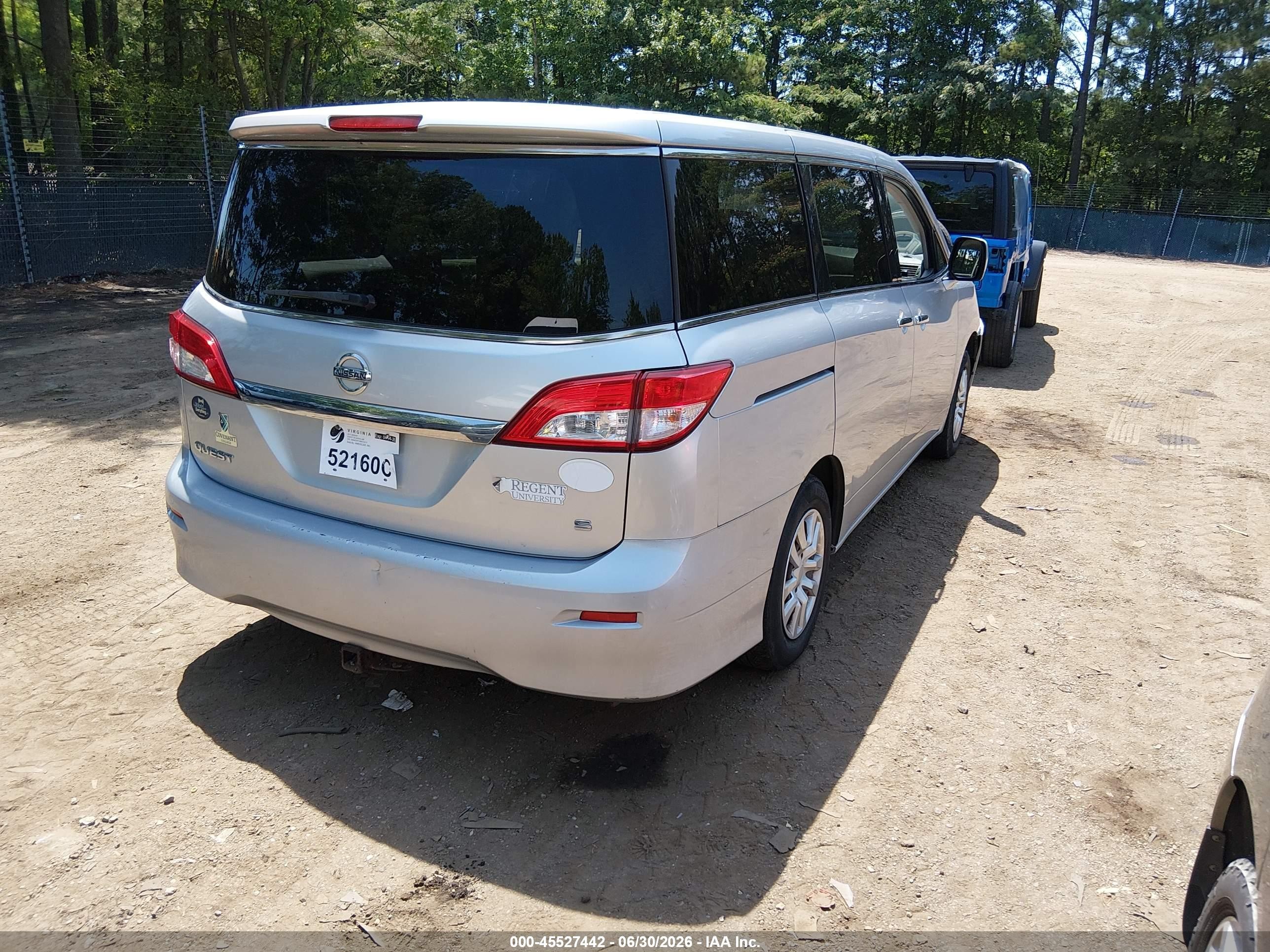 2011 Nissan Quest S Silver vin: JN8AE2KP4B9012215
