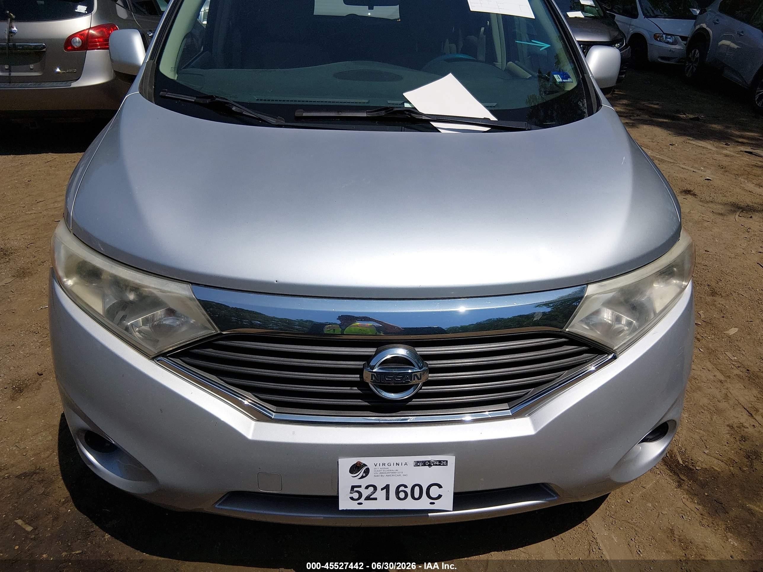 2011 Nissan Quest S Silver vin: JN8AE2KP4B9012215