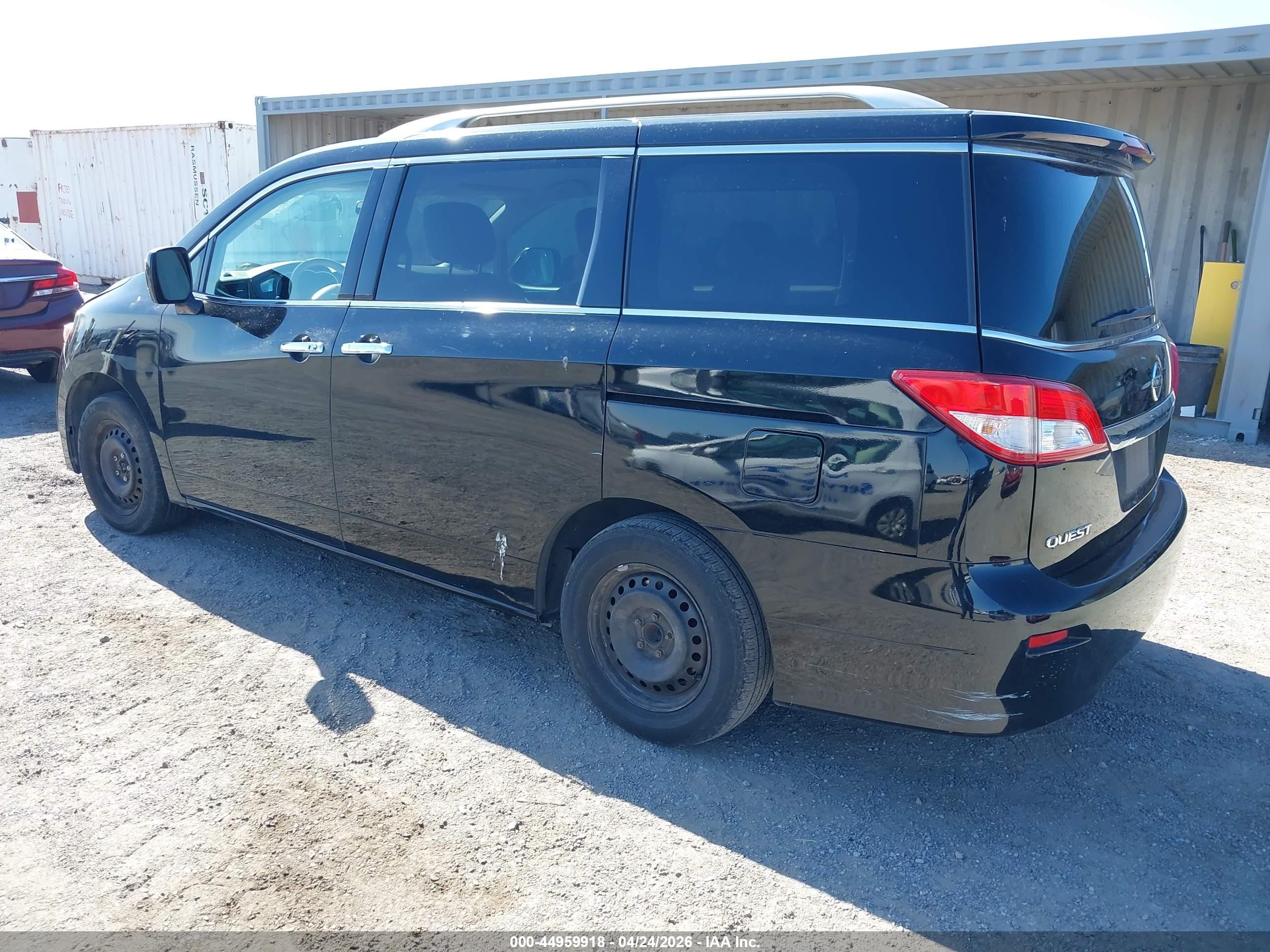 2012 Nissan Quest S Black vin: JN8AE2KP4C9041294