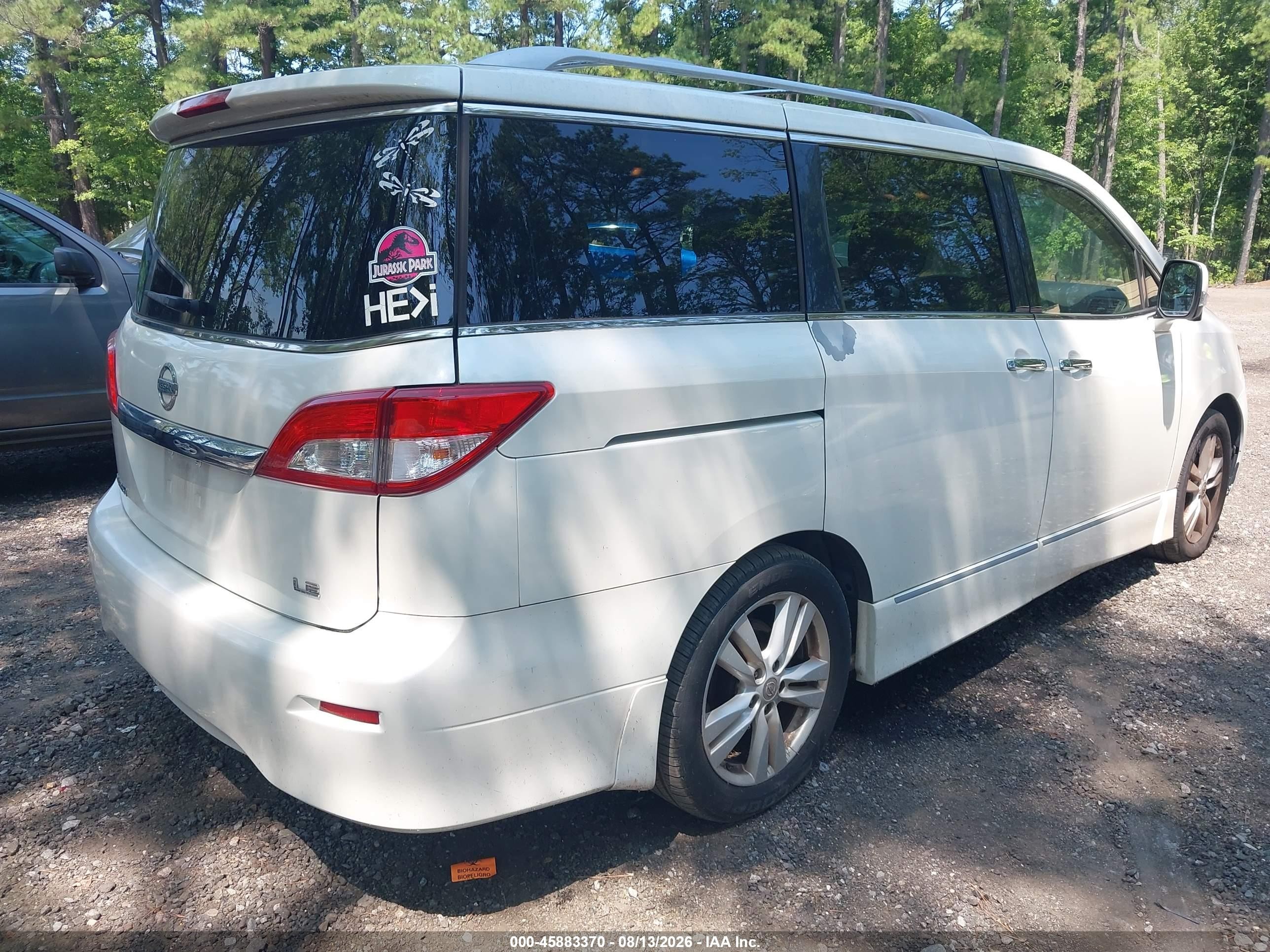 2013 Nissan Quest Le Белый vin: JN8AE2KP4D9060655