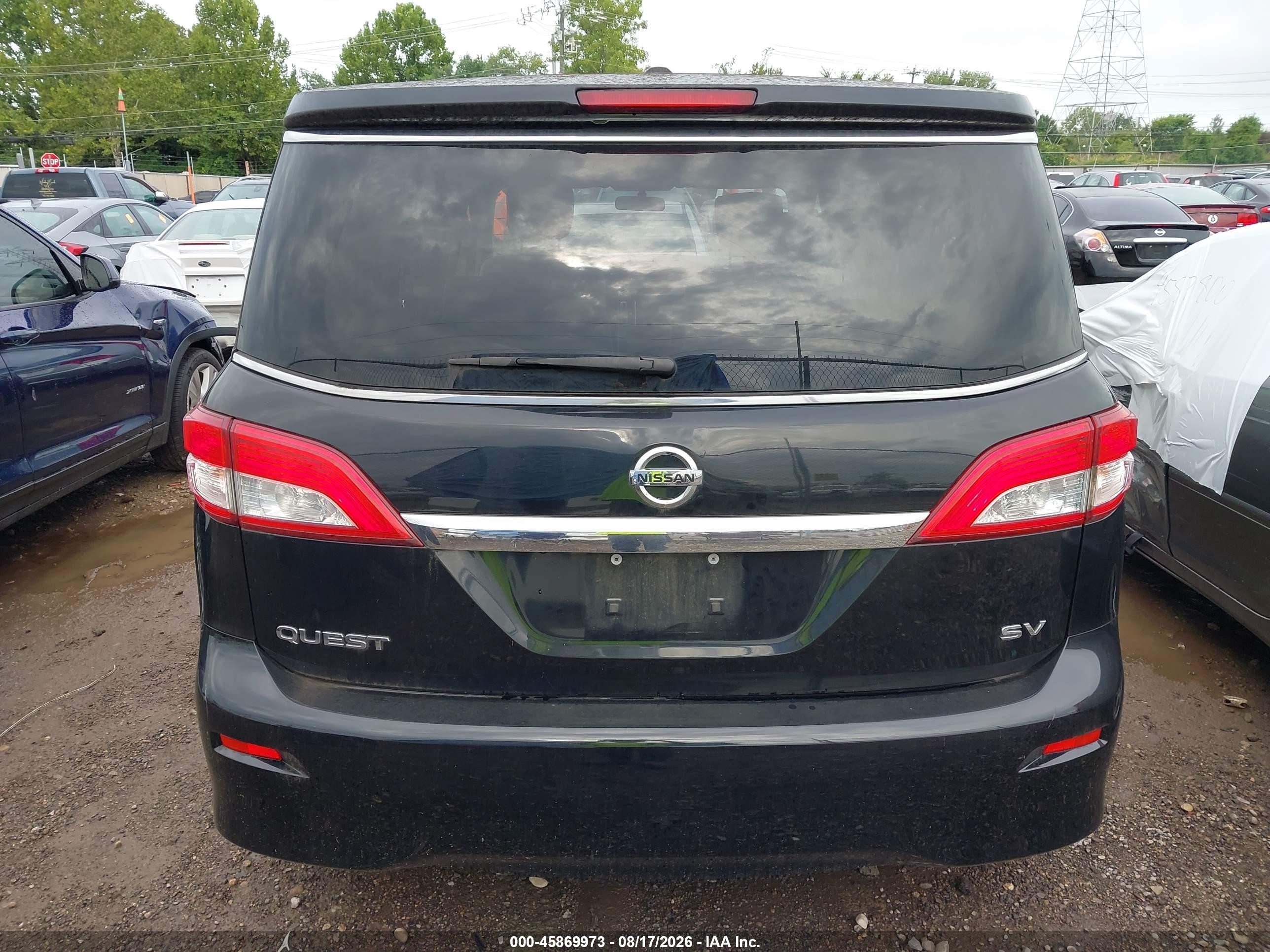 2015 Nissan Quest Sv Black vin: JN8AE2KP4F9131596