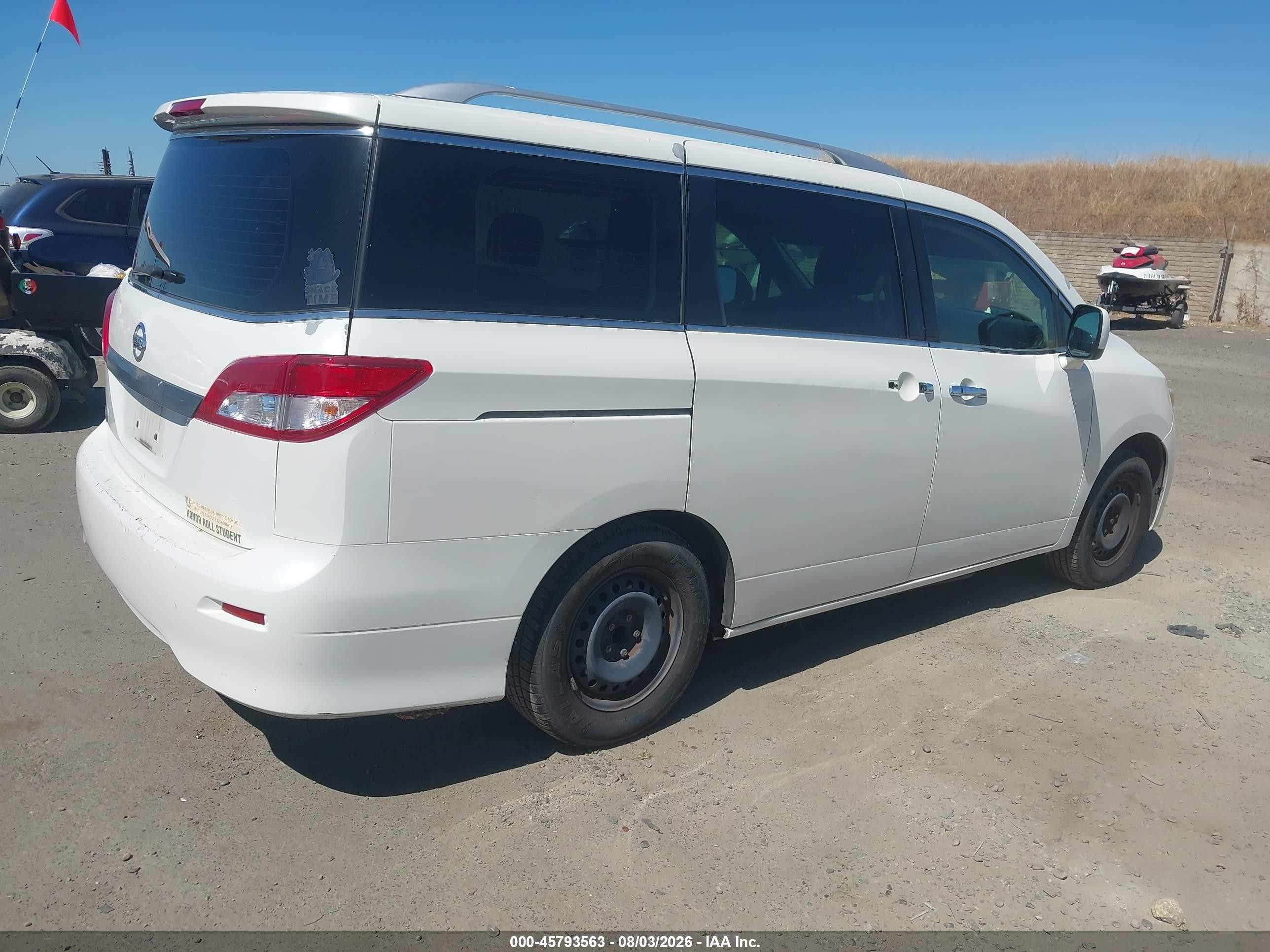 2014 Nissan Quest S White vin: JN8AE2KP5E9105426