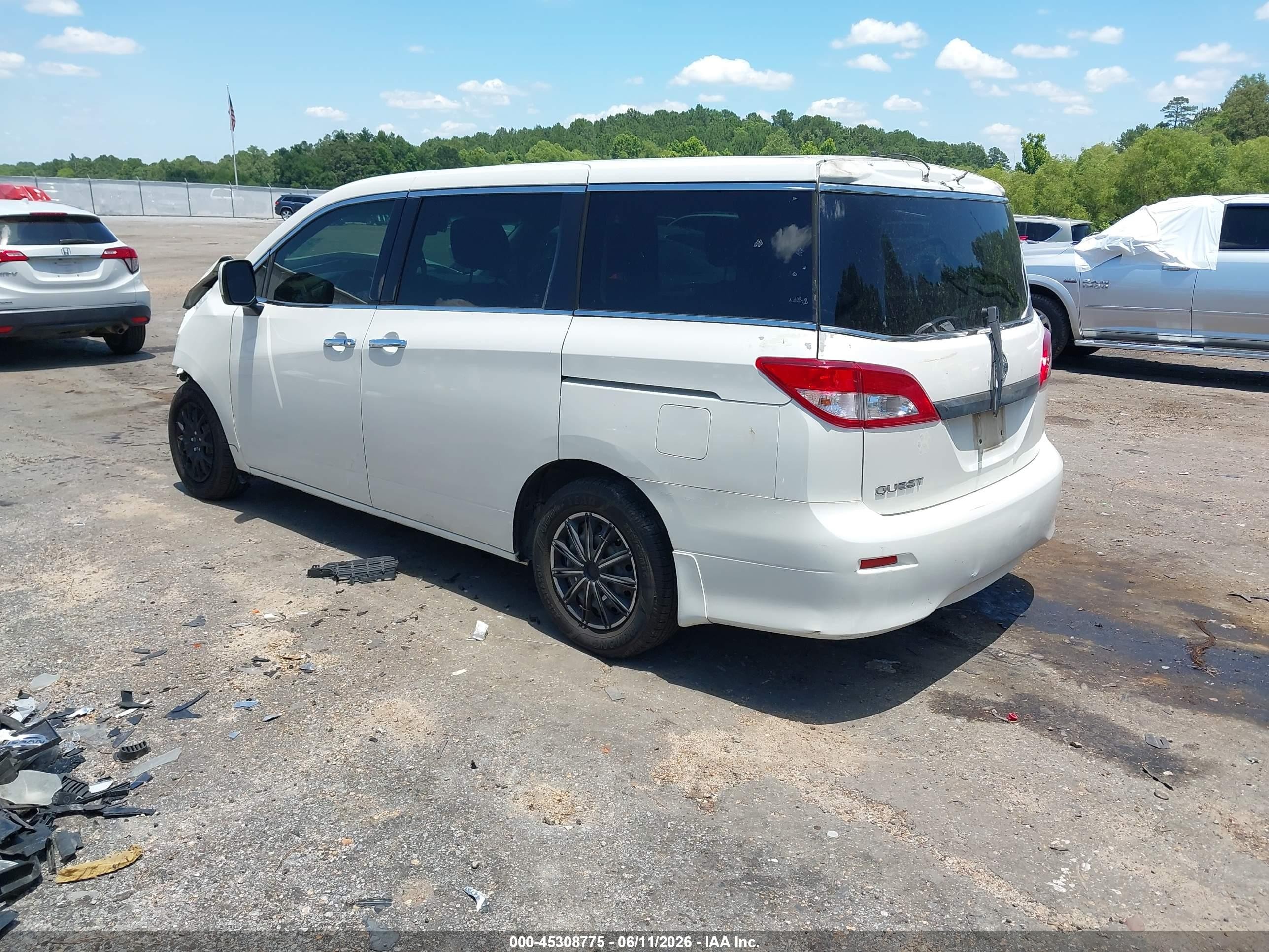 2015 Nissan Quest S White vin: JN8AE2KP5F9132868