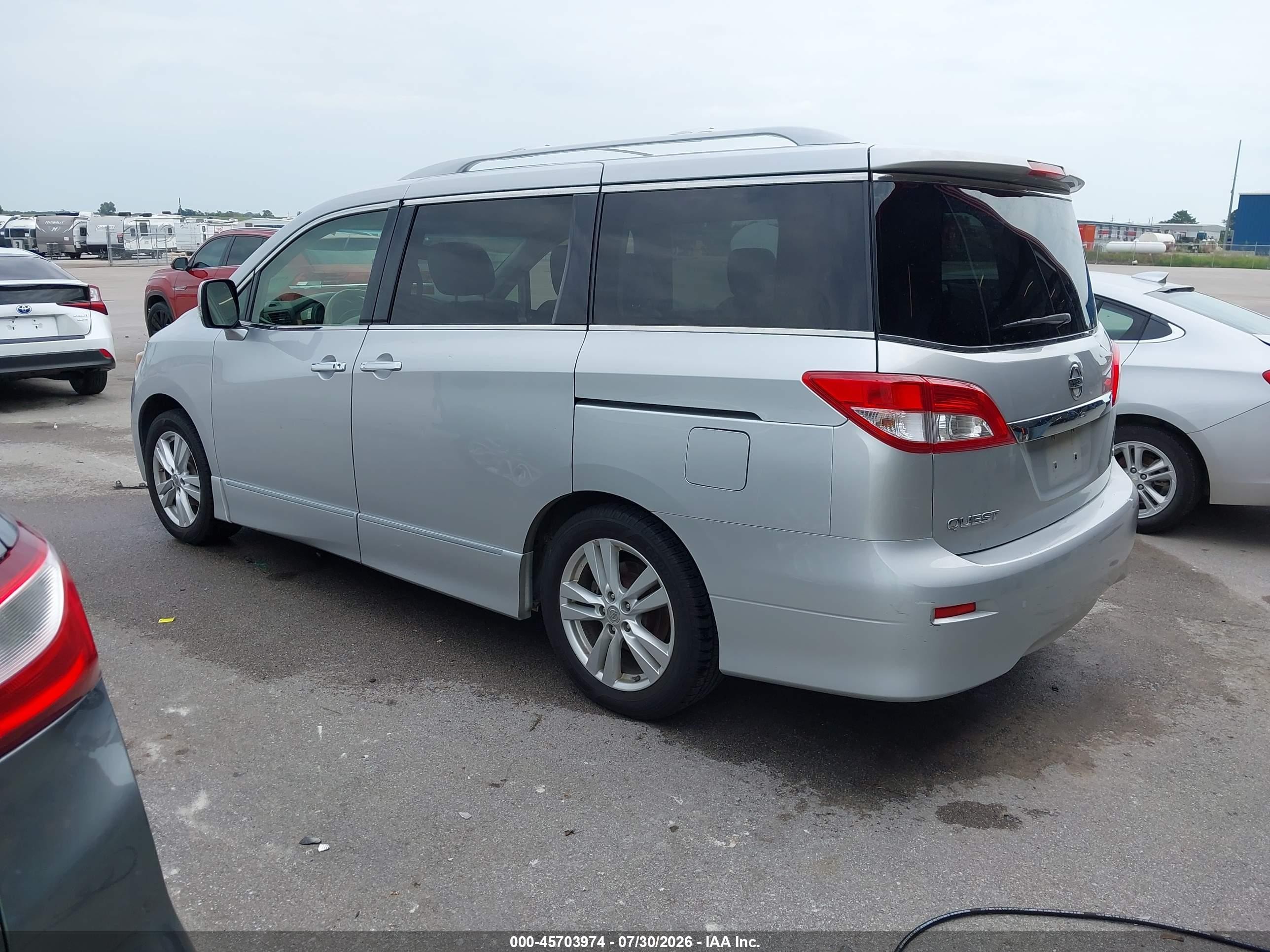 2012 Nissan Quest Sl Silver vin: JN8AE2KP6C9043855