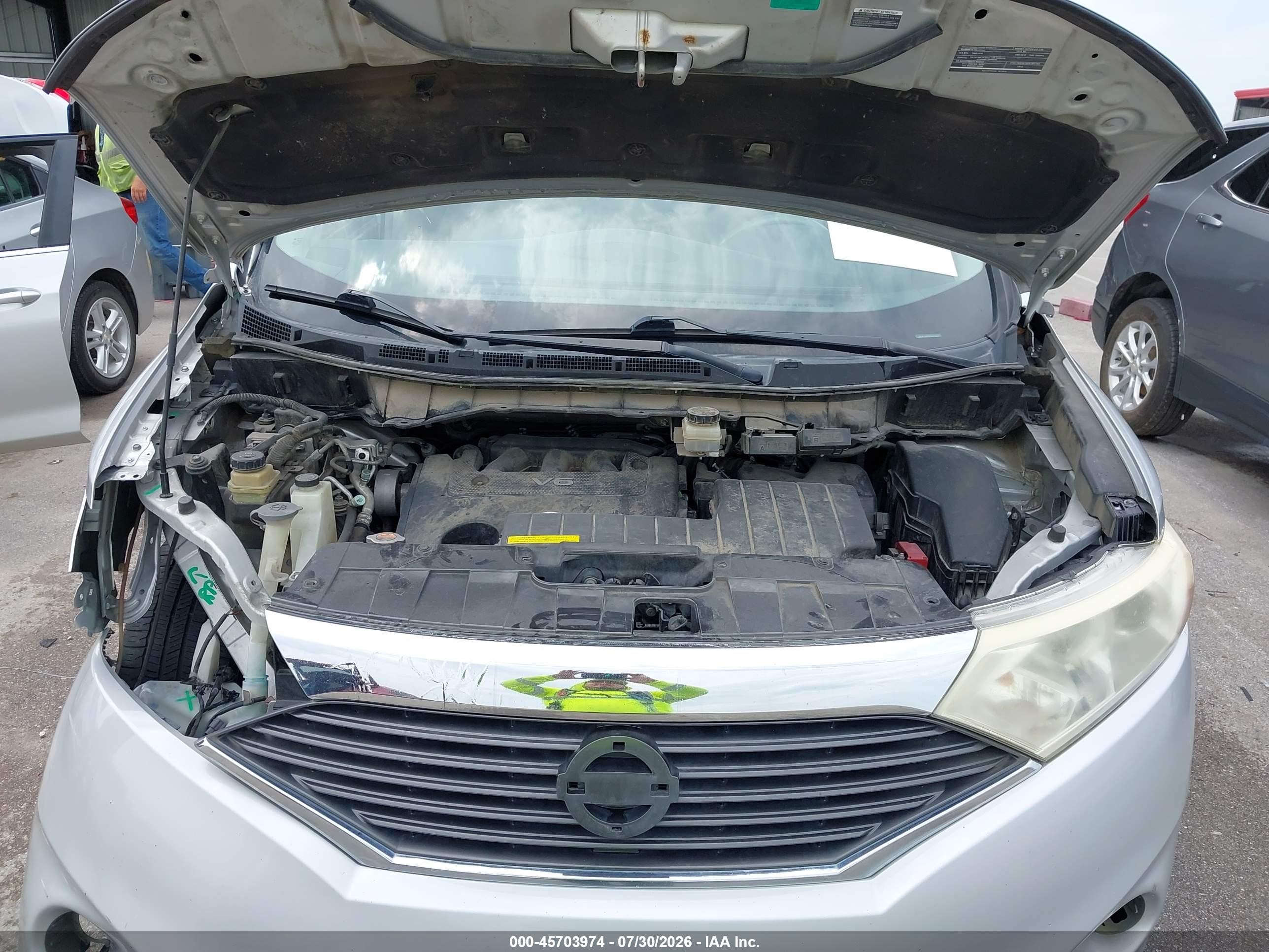 2012 Nissan Quest Sl Silver vin: JN8AE2KP6C9043855