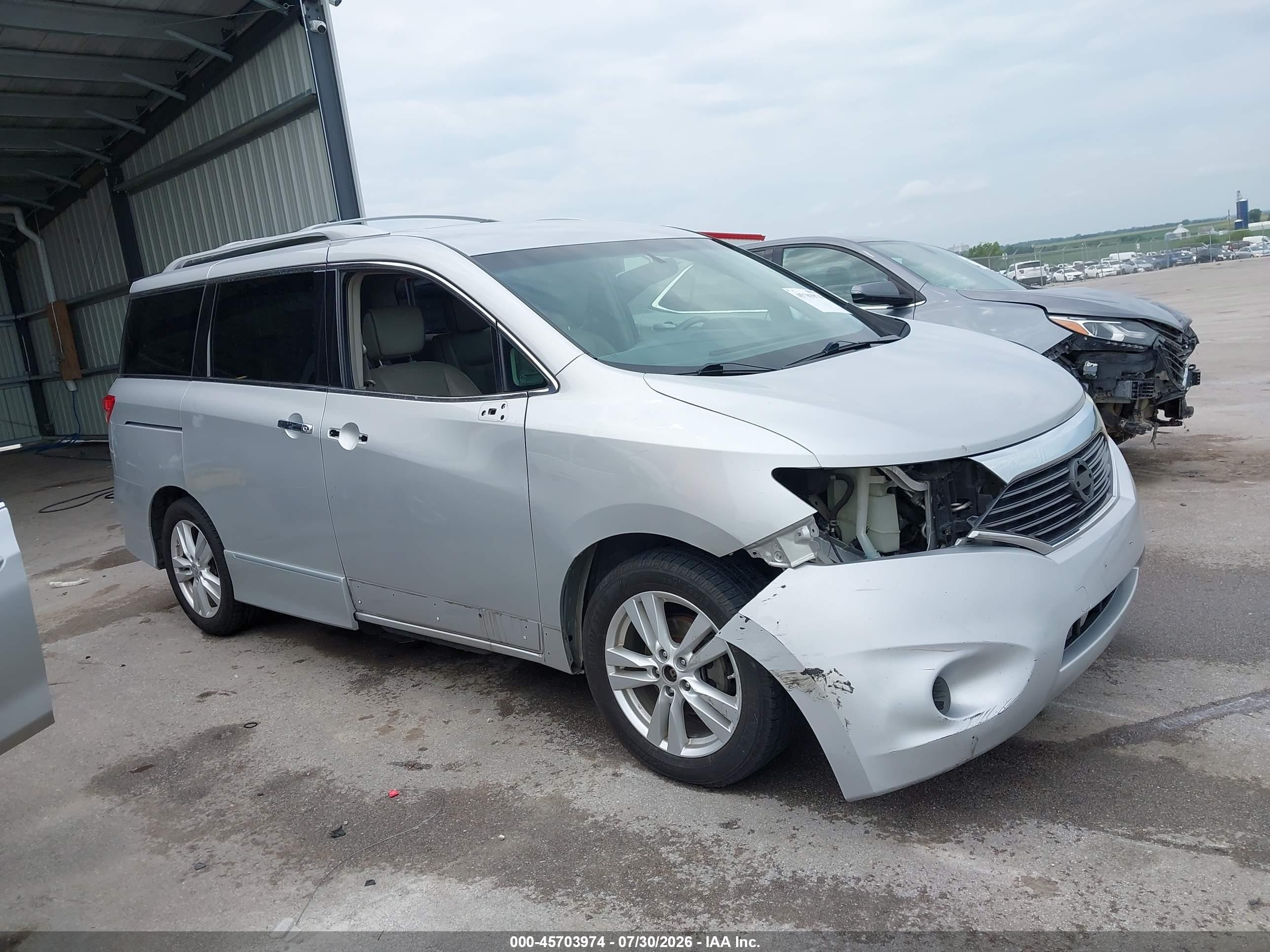 2012 Nissan Quest Sl Silver vin: JN8AE2KP6C9043855