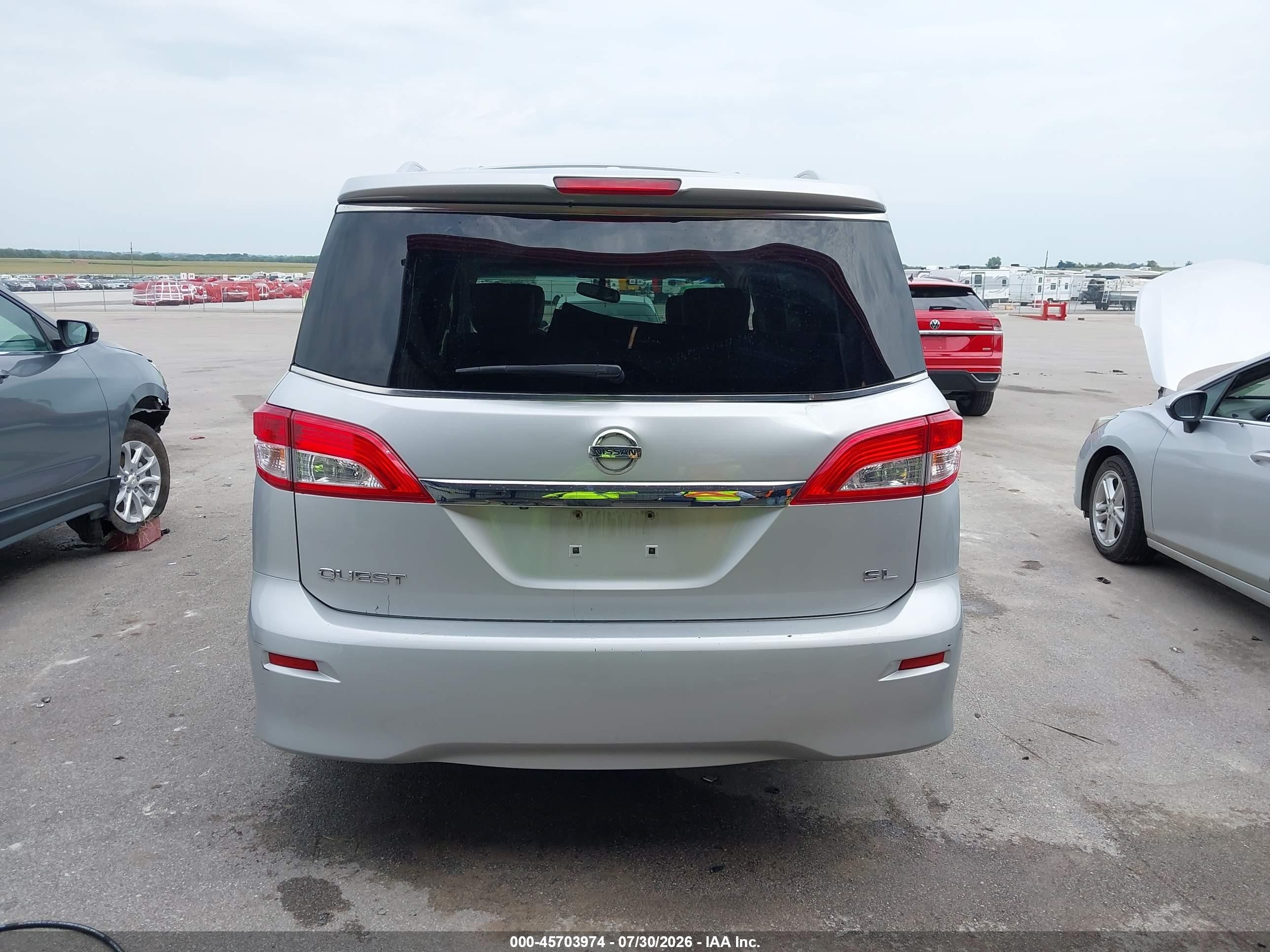 2012 Nissan Quest Sl Silver vin: JN8AE2KP6C9043855