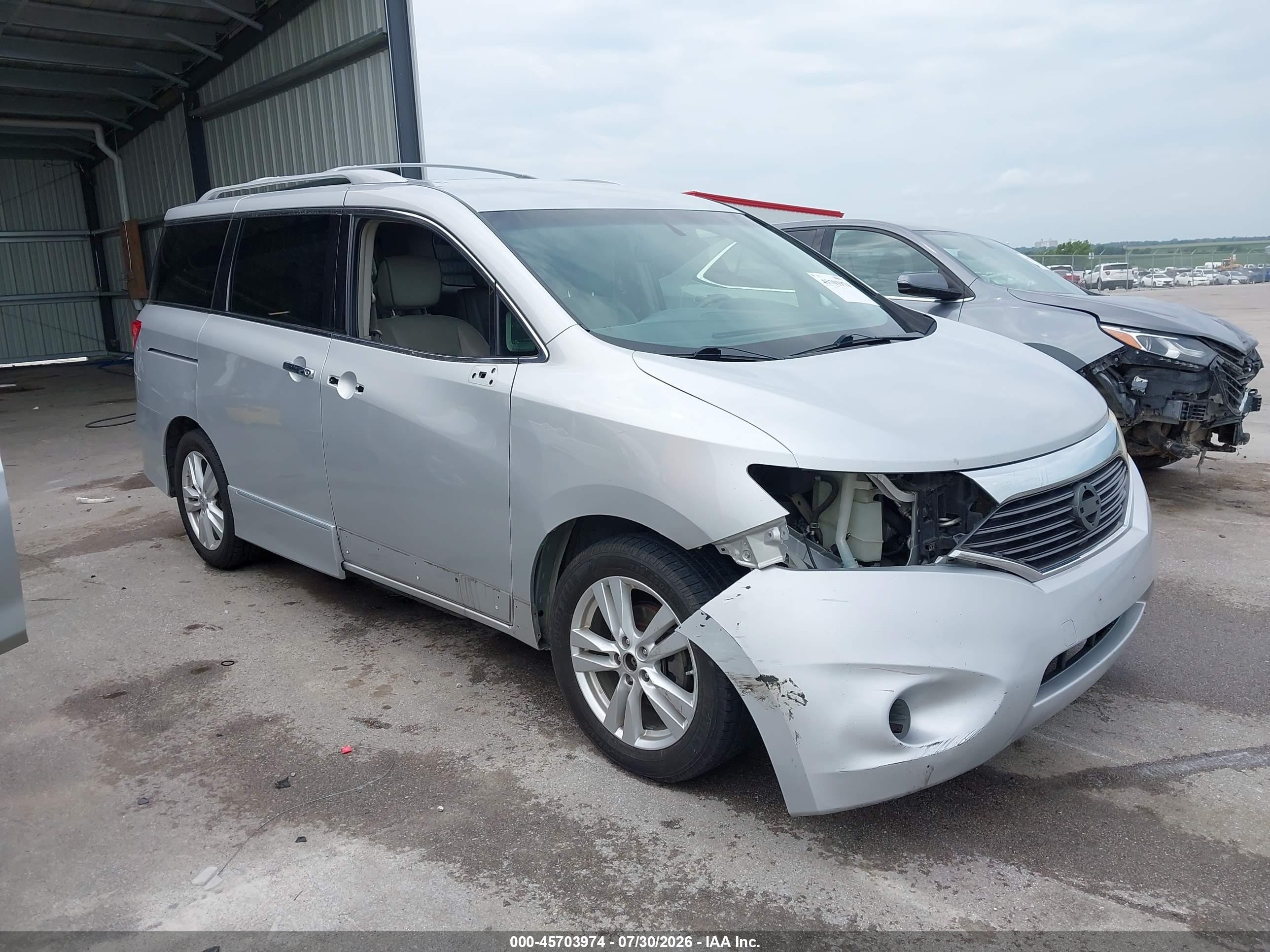 2012 Nissan Quest Sl Silver vin: JN8AE2KP6C9043855