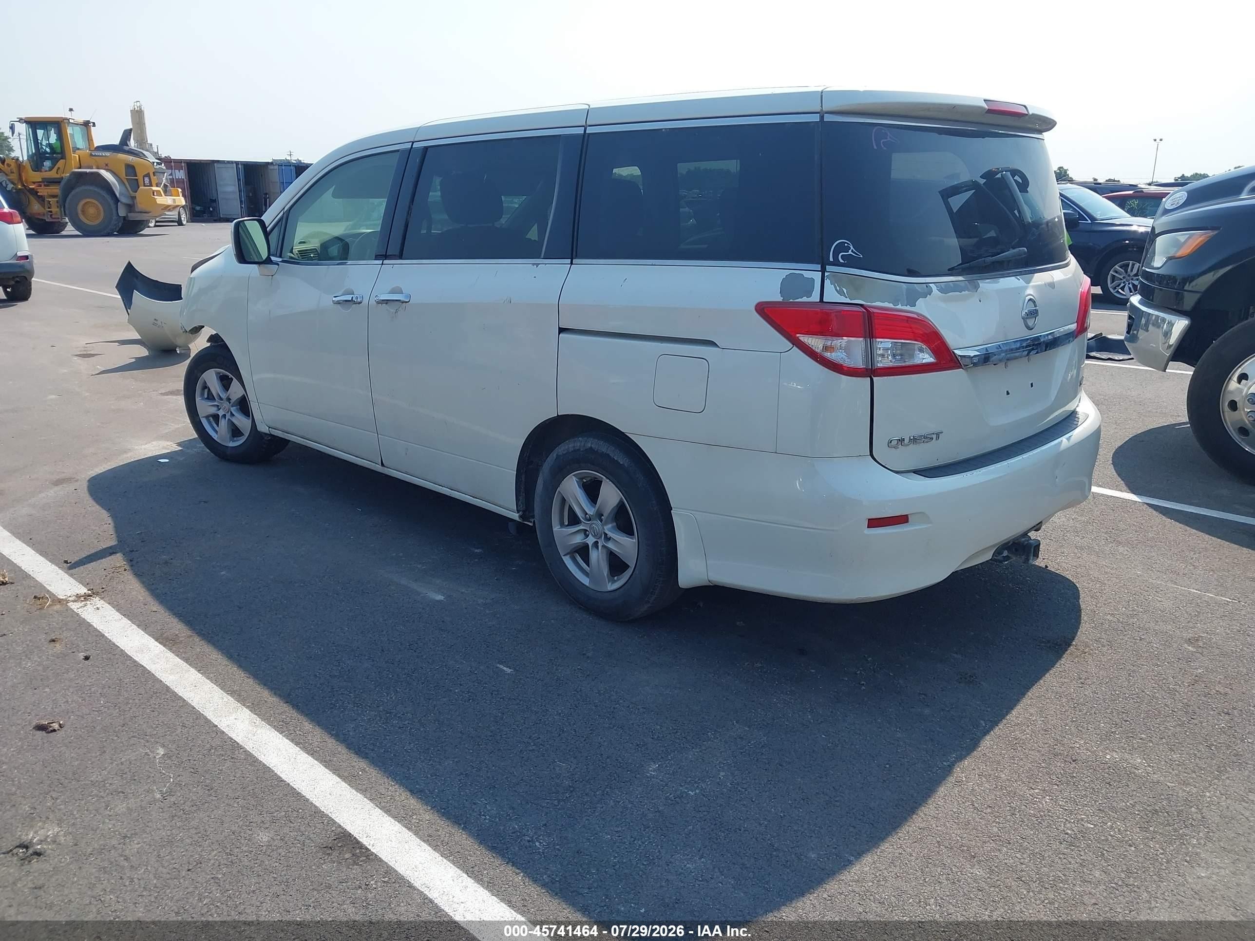 2014 Nissan Quest Sv White vin: JN8AE2KP6E9103149