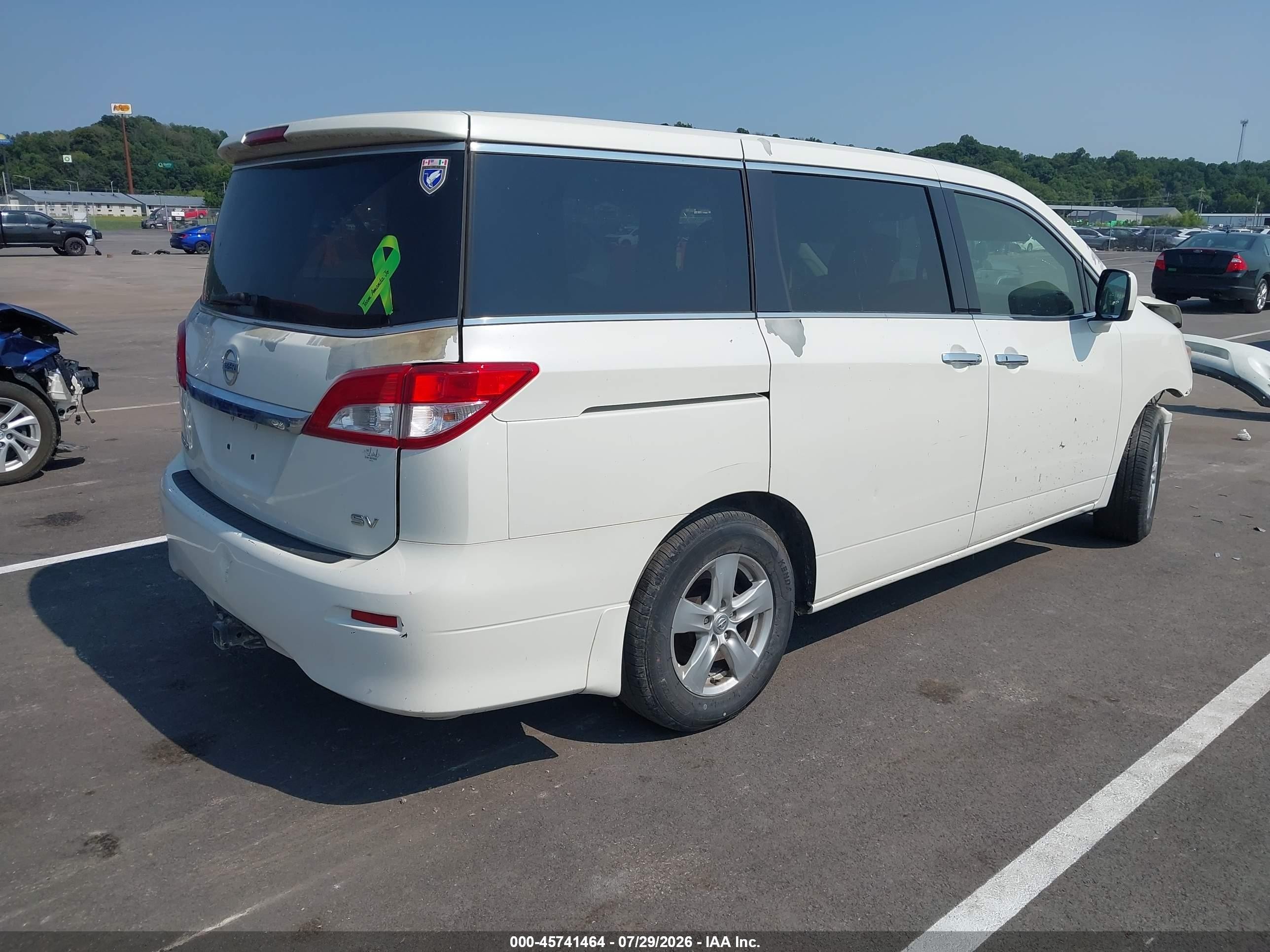 2014 Nissan Quest Sv White vin: JN8AE2KP6E9103149