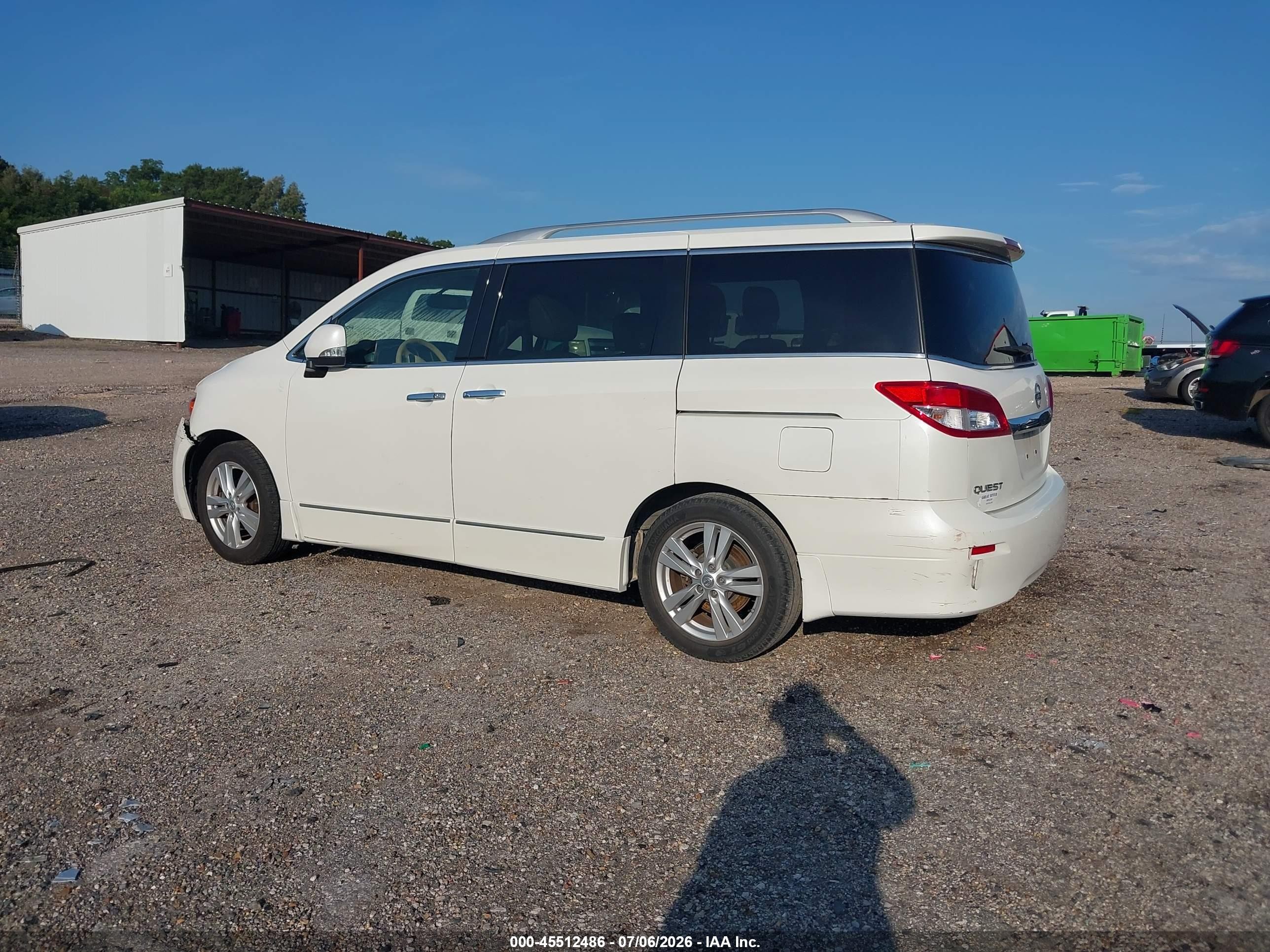 2015 Nissan Quest Sl White vin: JN8AE2KP6F9122995