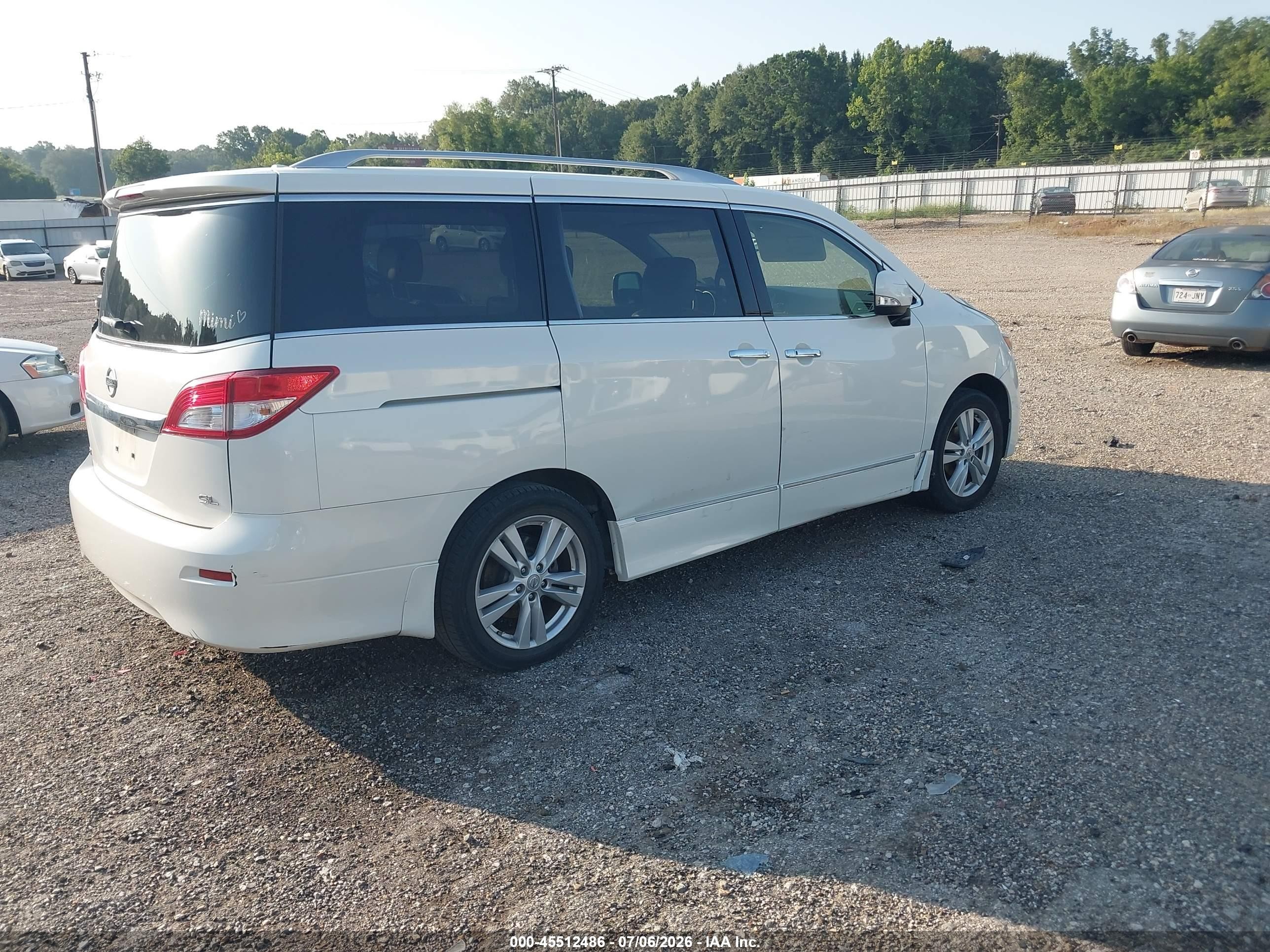 2015 Nissan Quest Sl White vin: JN8AE2KP6F9122995