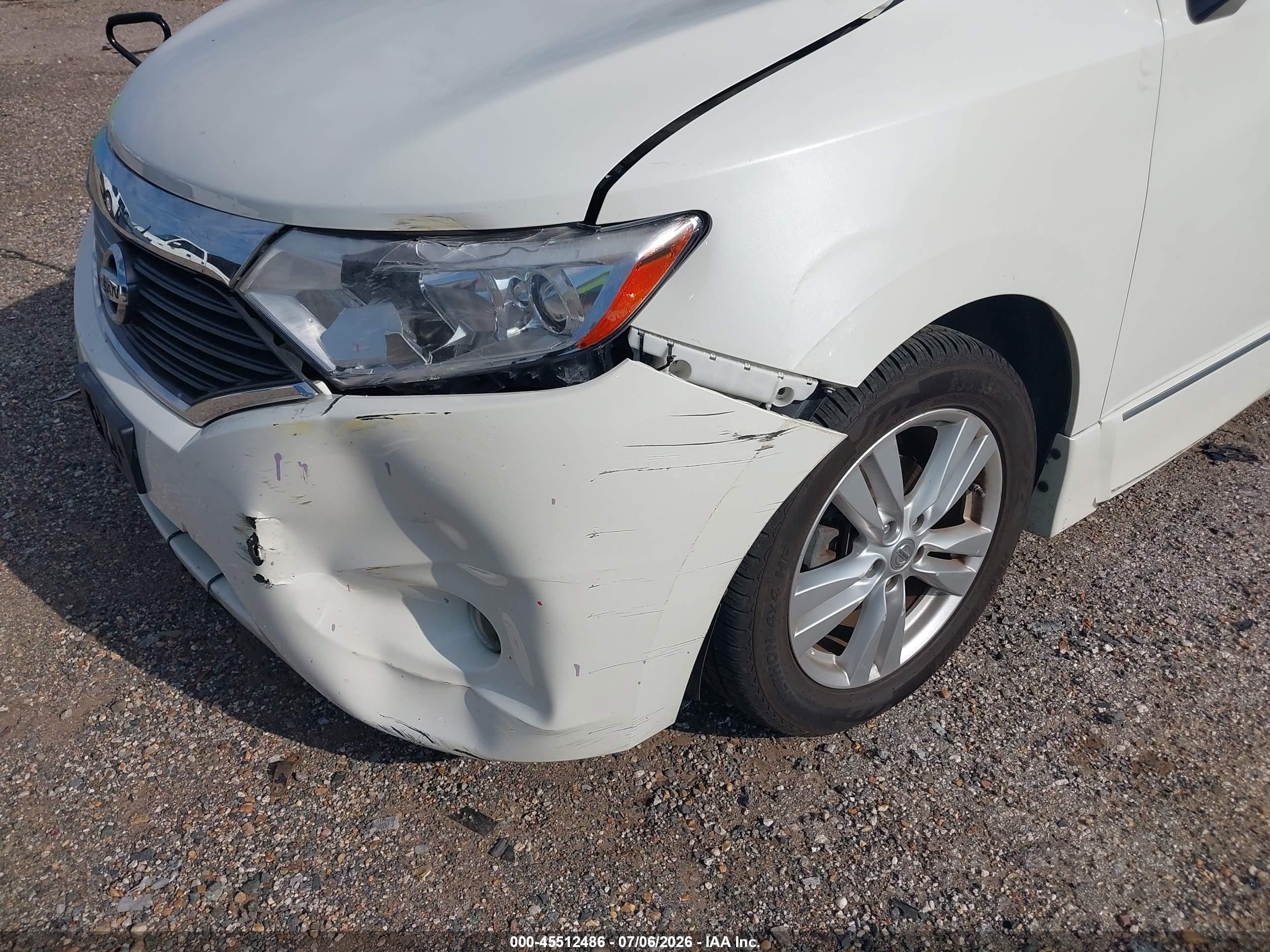 2015 Nissan Quest Sl White vin: JN8AE2KP6F9122995