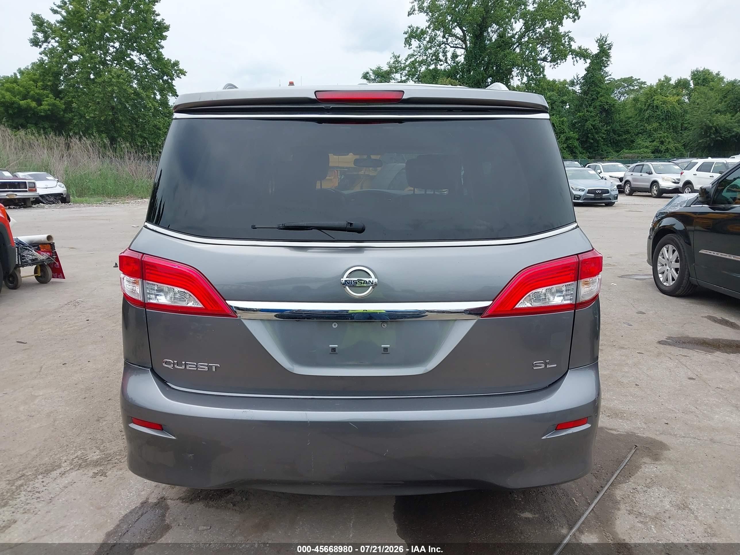 2015 Nissan Quest Sl Gray vin: JN8AE2KP6F9129994