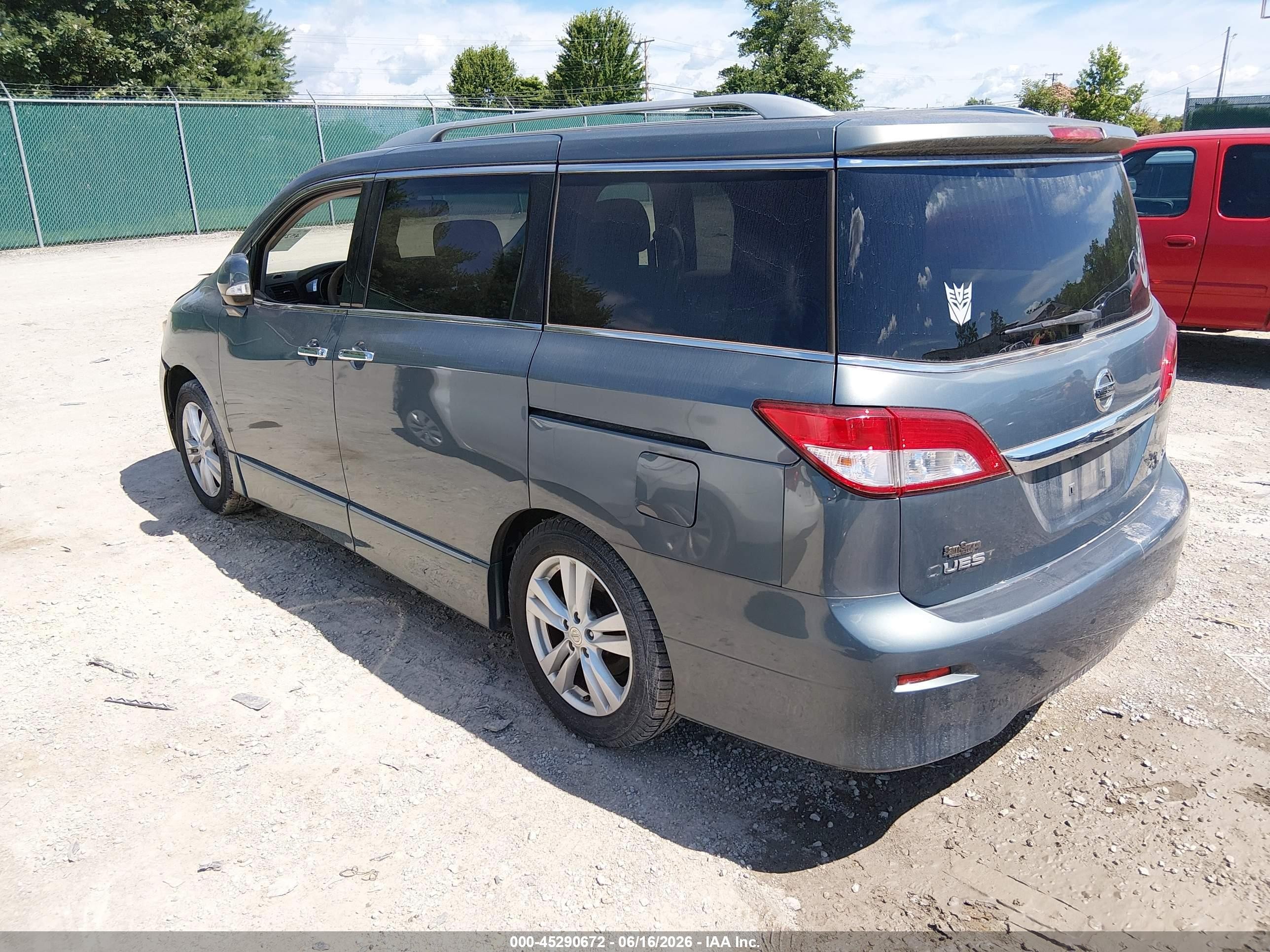 2011 Nissan Quest Sl Blue vin: JN8AE2KP7B9005484