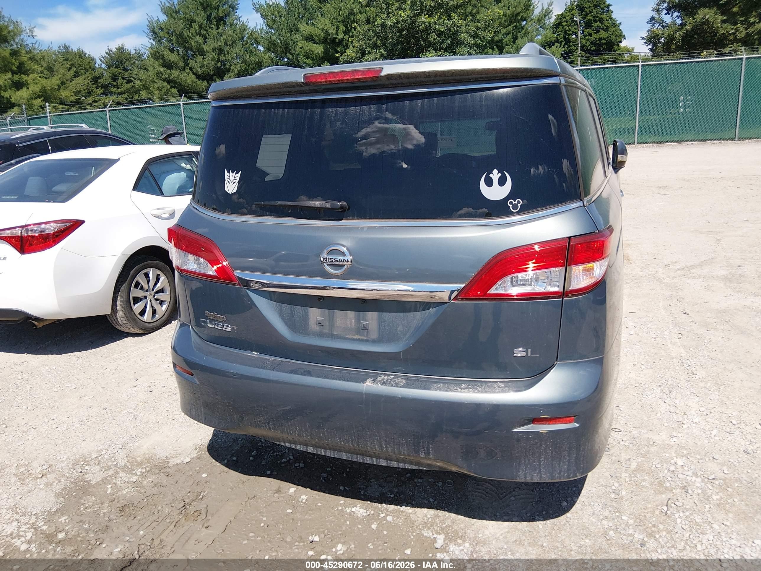 2011 Nissan Quest Sl Blue vin: JN8AE2KP7B9005484