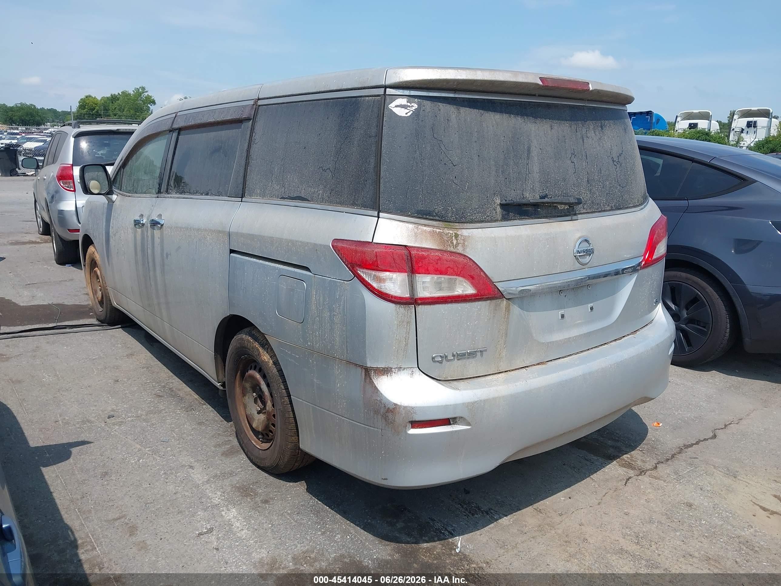 2012 Nissan Quest S Gray vin: JN8AE2KP7C9030533