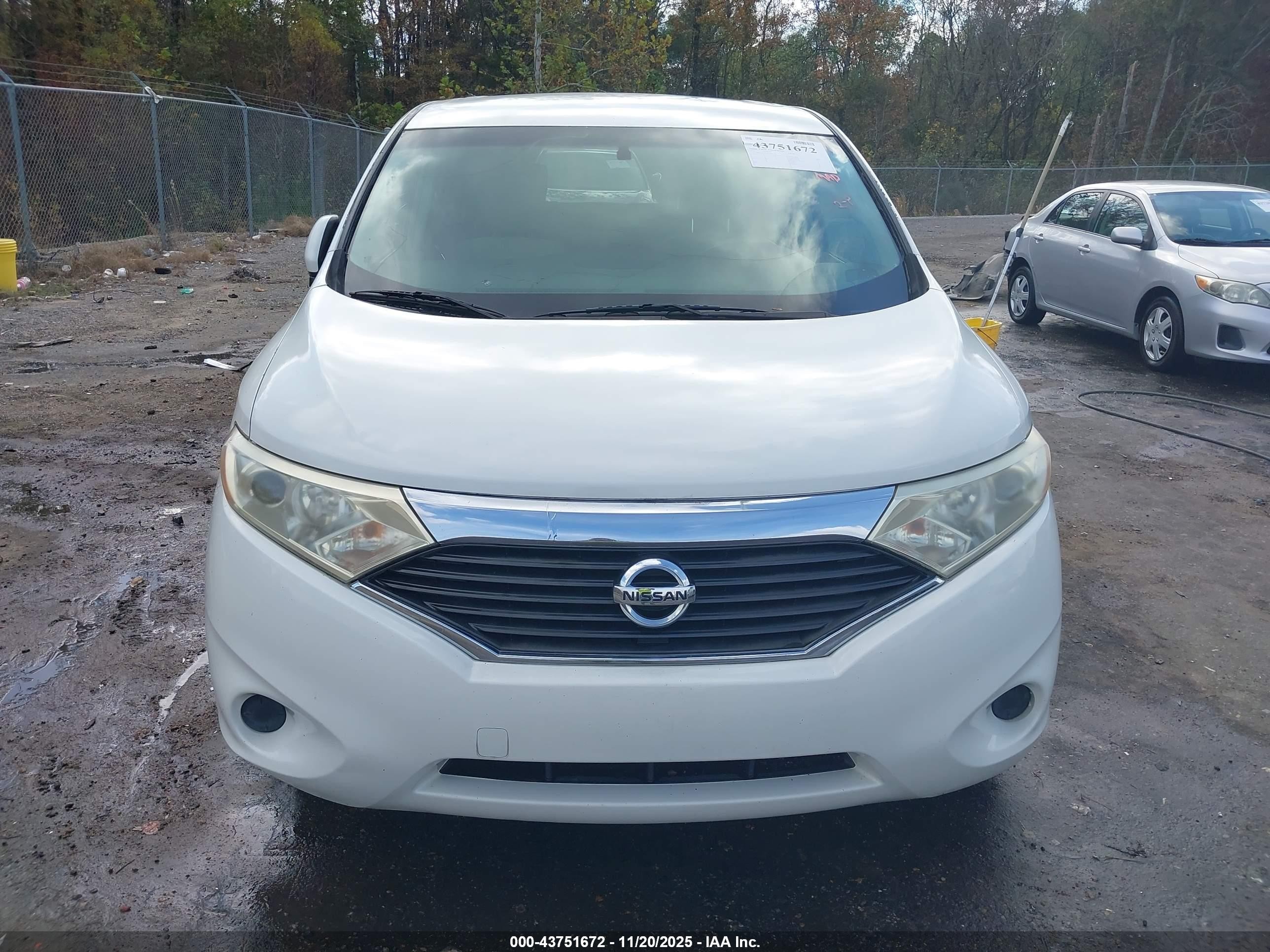 2012 Nissan Quest S White vin: JN8AE2KP7C9038969