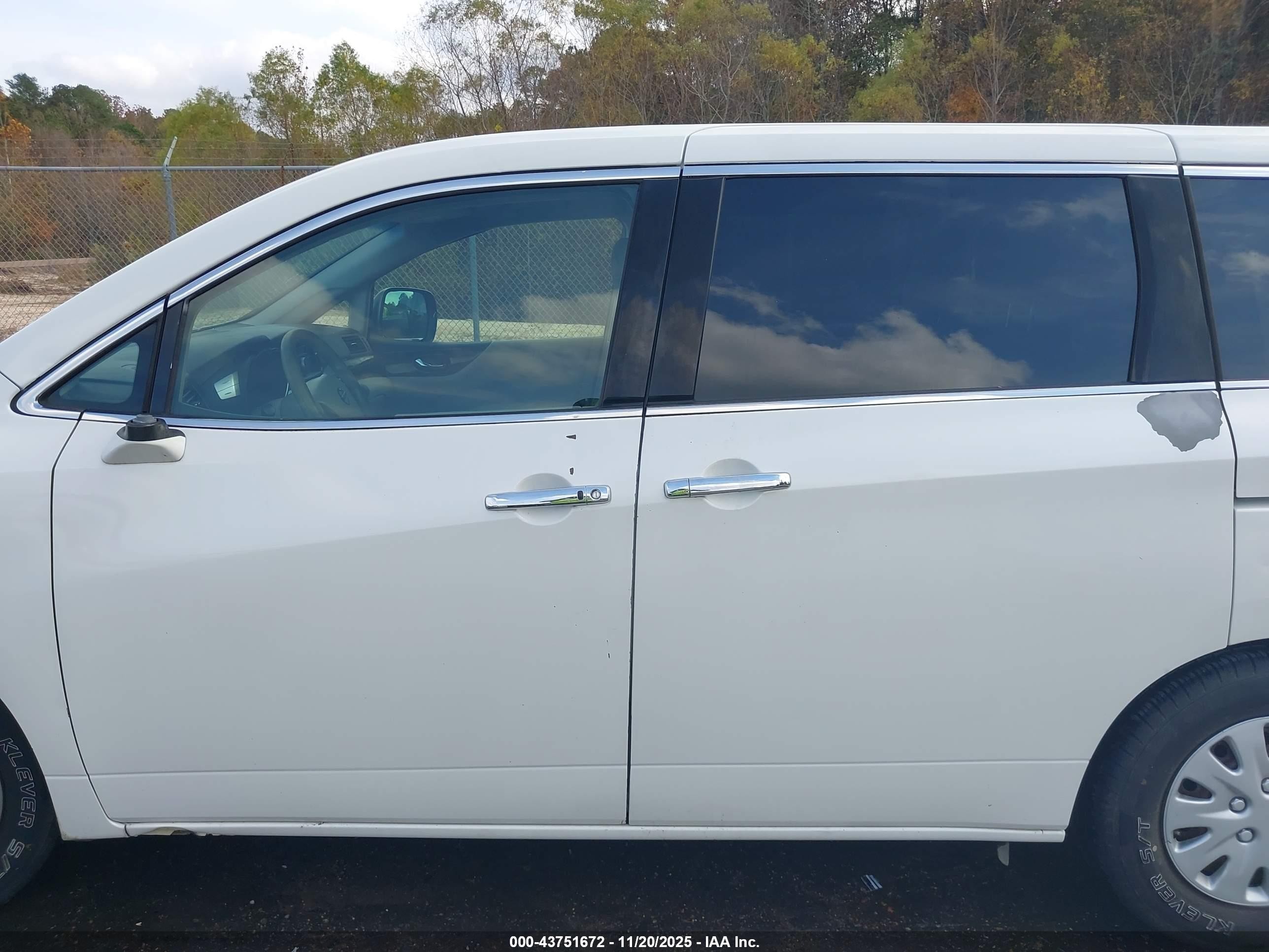 2012 Nissan Quest S White vin: JN8AE2KP7C9038969