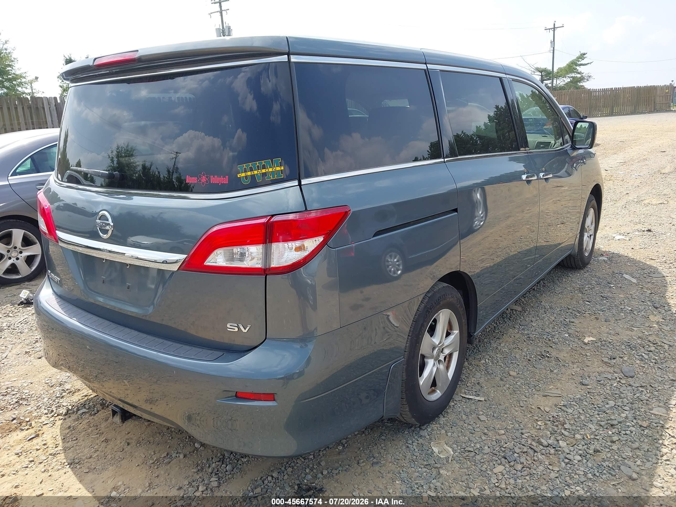 2013 Nissan Quest Sv Green vin: JN8AE2KP7D9063128