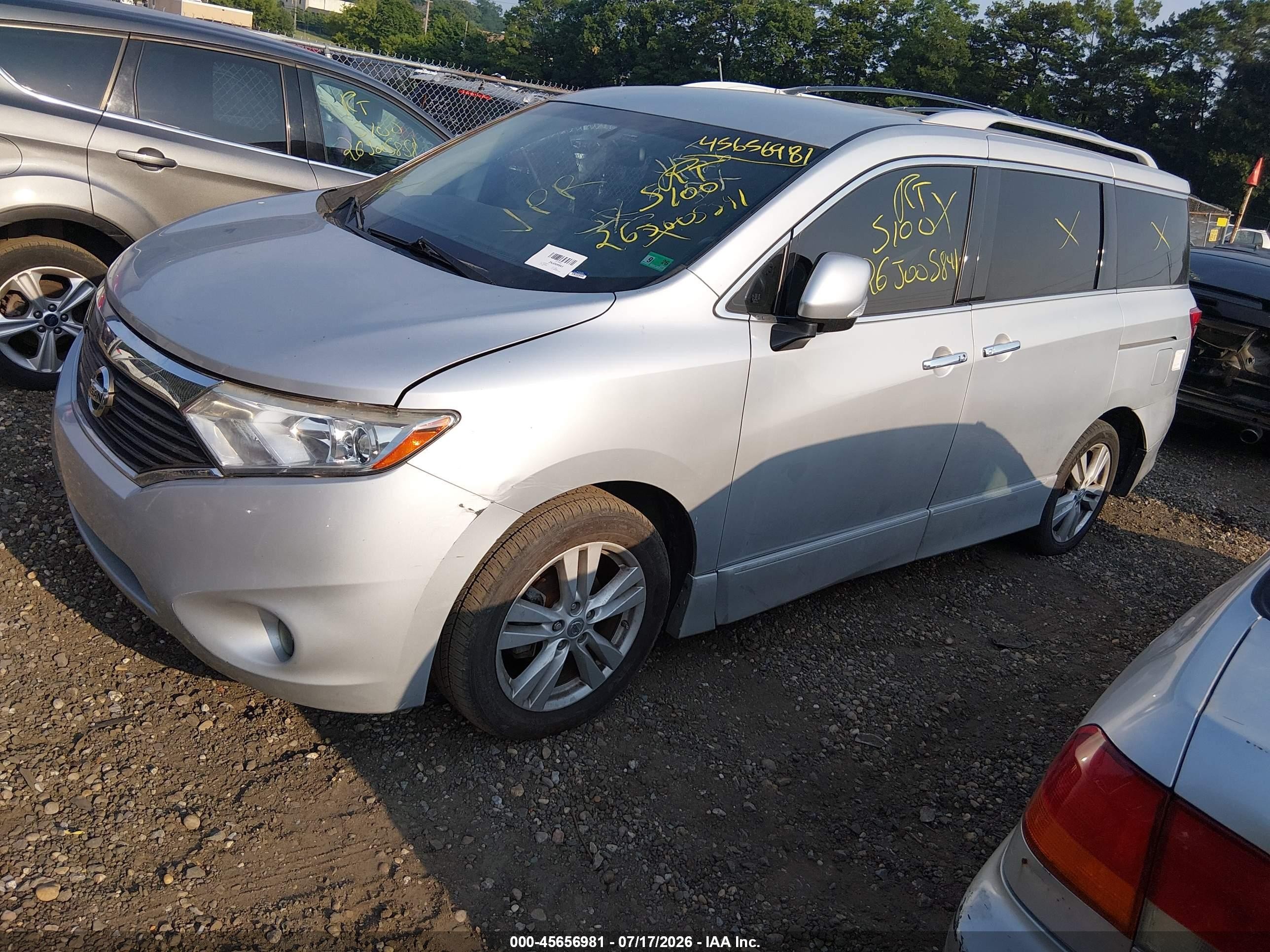 2015 Nissan Quest Sl Серый vin: JN8AE2KP7F9134475