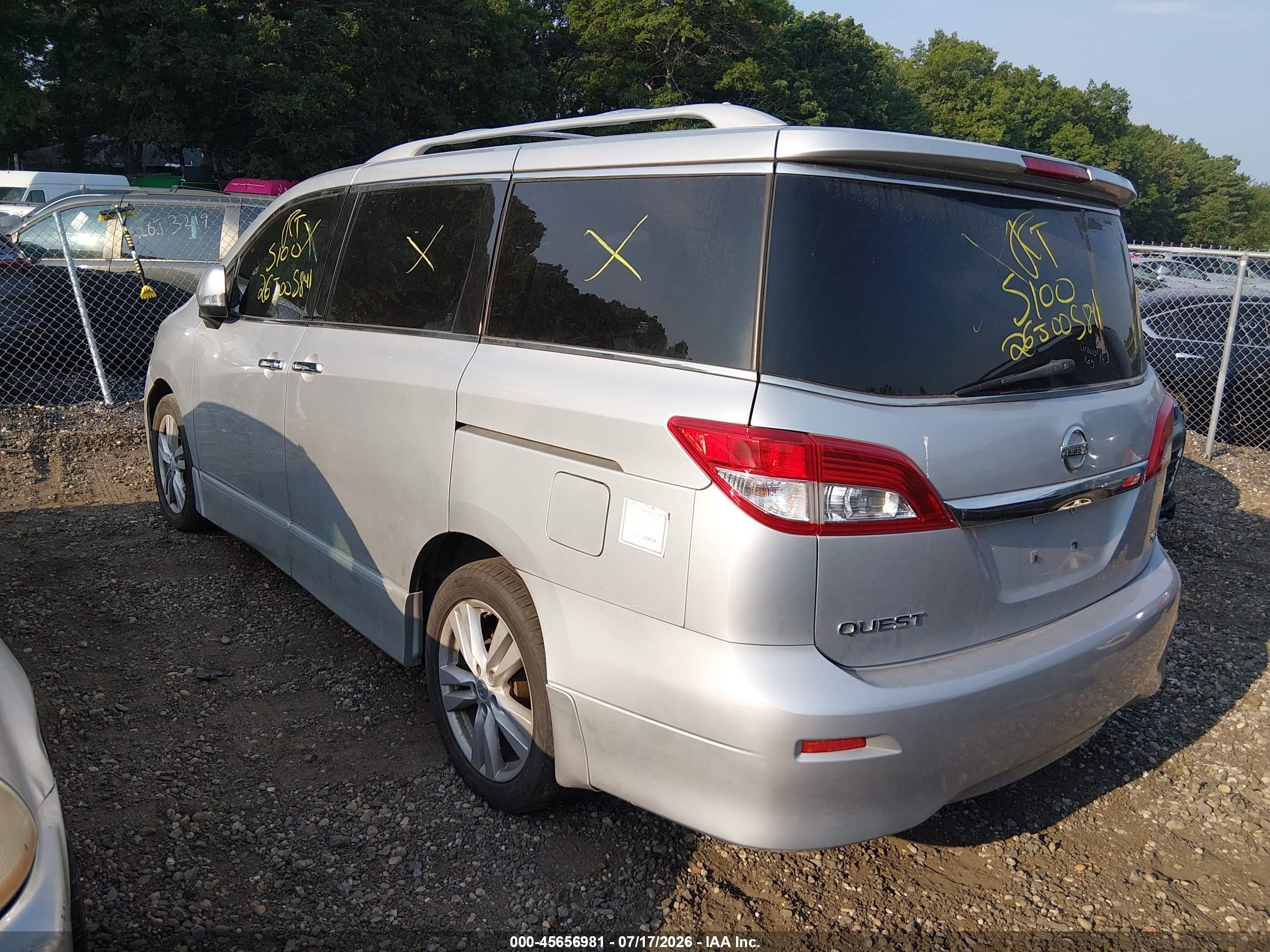 2015 Nissan Quest Sl Серый vin: JN8AE2KP7F9134475
