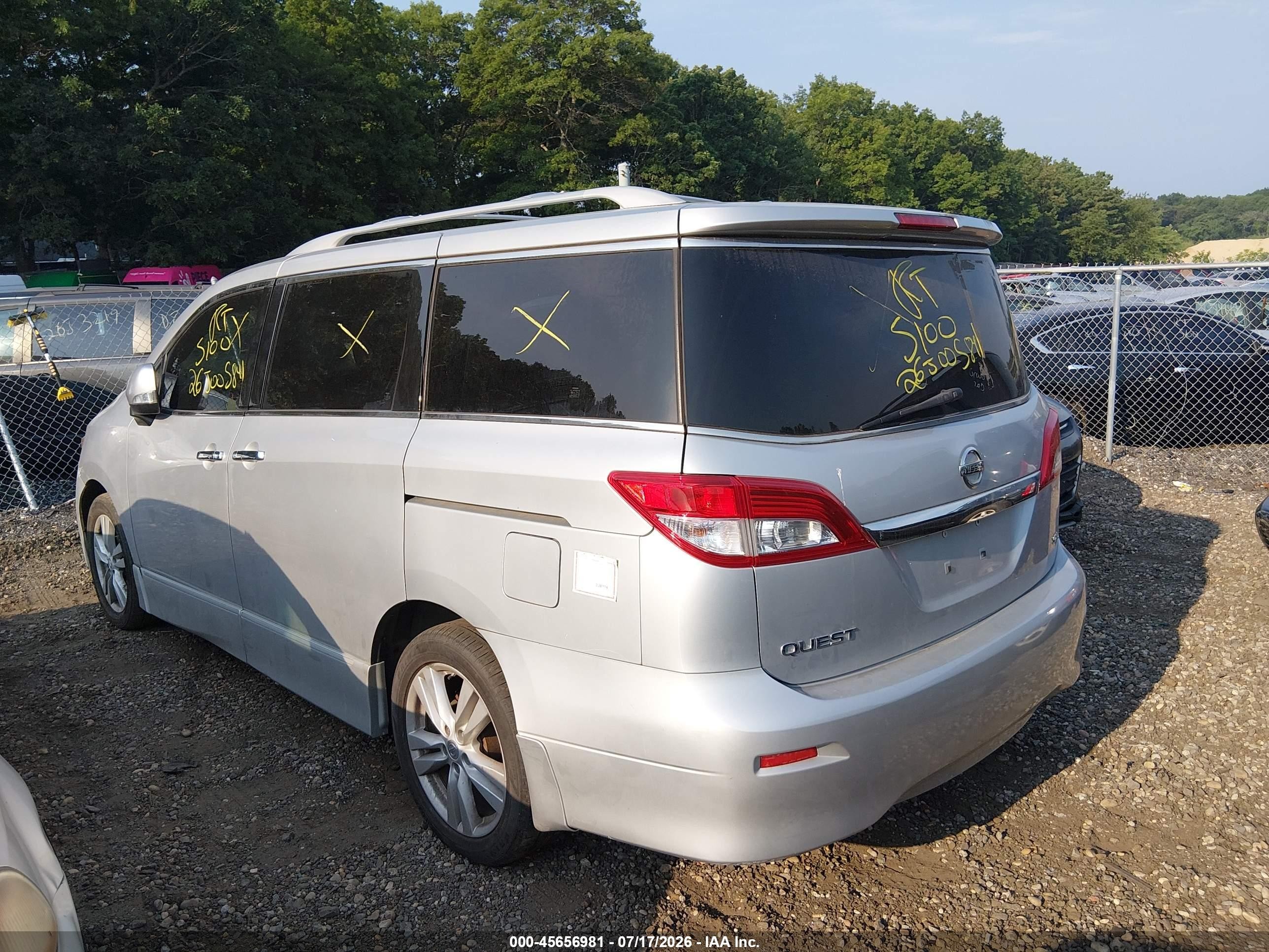2015 Nissan Quest Sl Серый vin: JN8AE2KP7F9134475