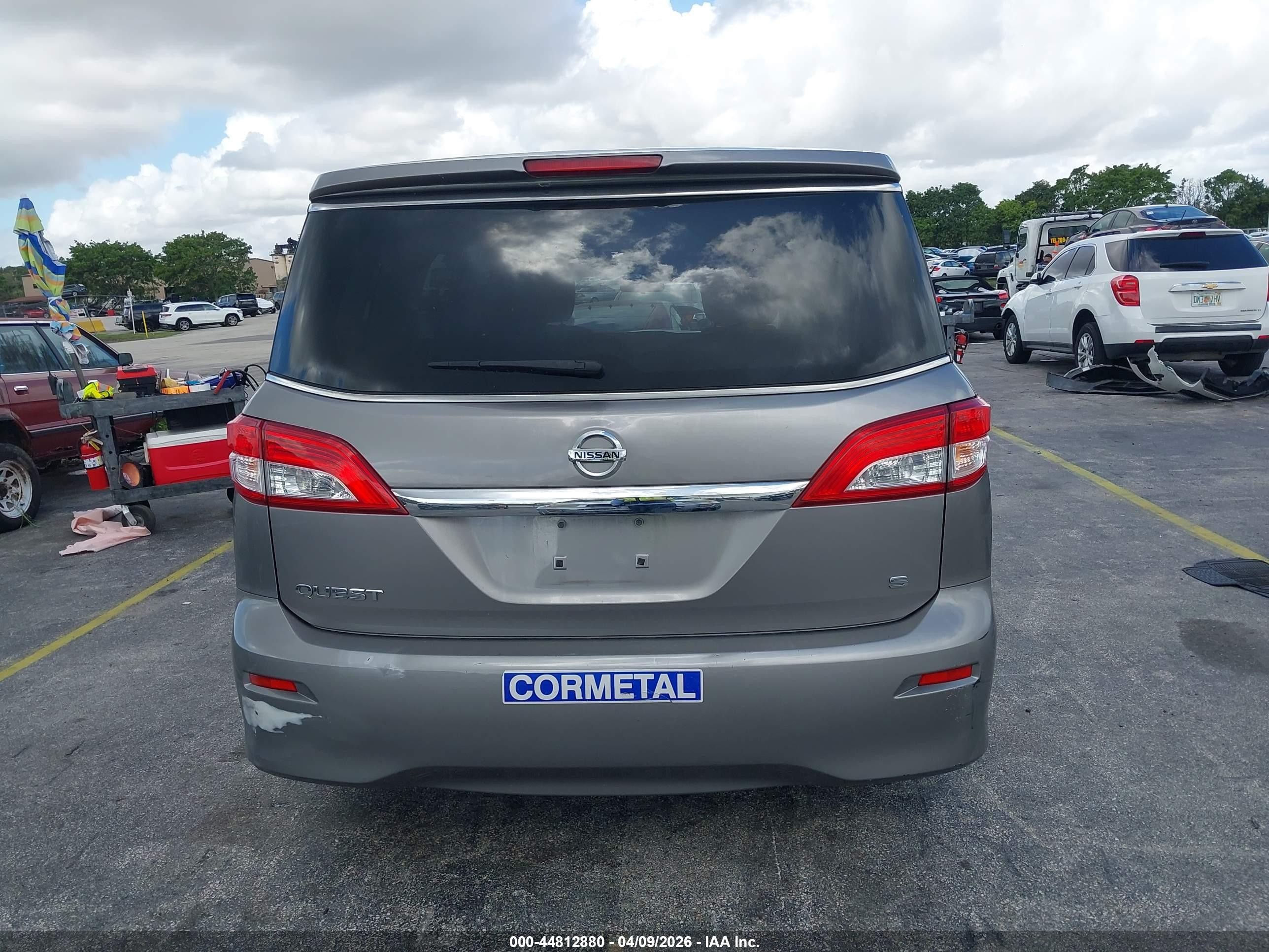 2012 Nissan Quest S Gray vin: JN8AE2KP8C9031495