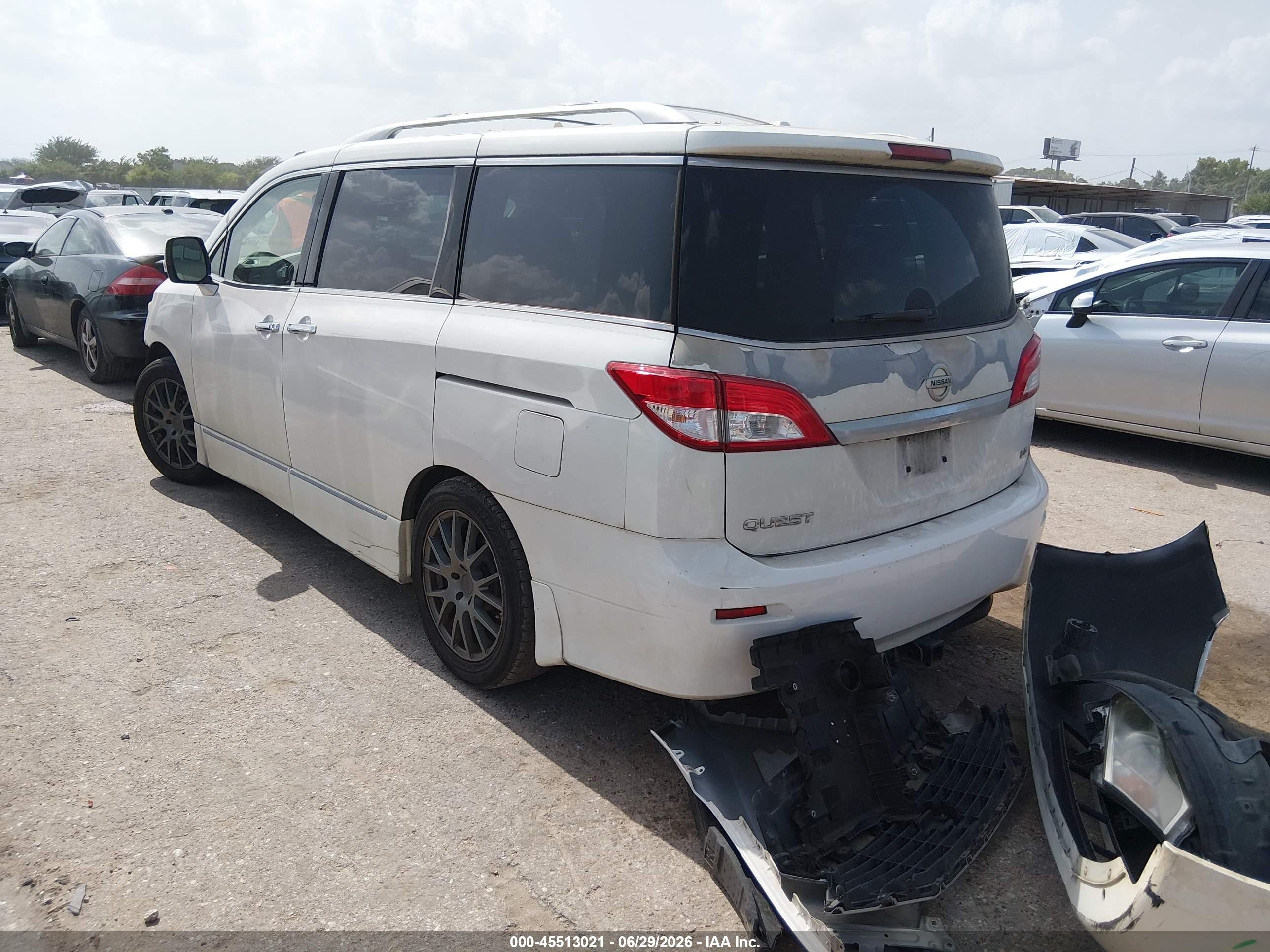 2012 Nissan Quest Le White vin: JN8AE2KP8C9032338