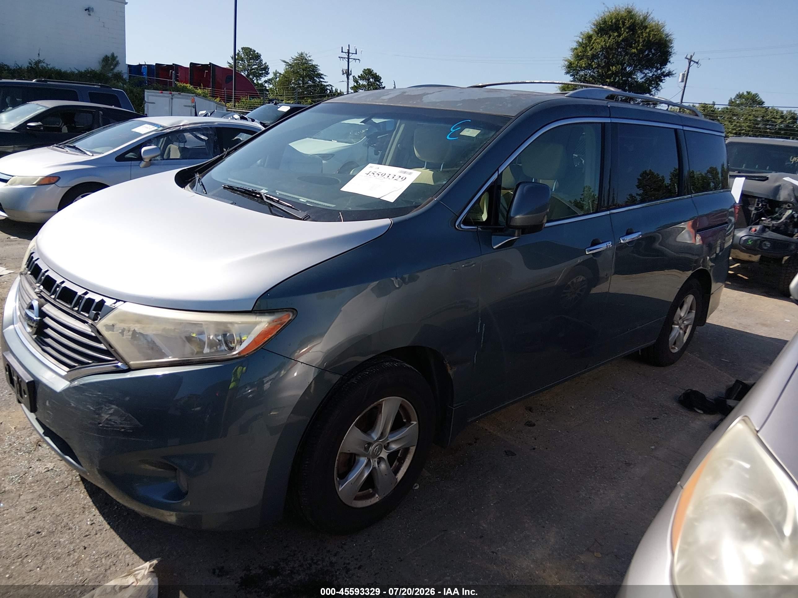 2012 Nissan Quest Sv Blue vin: JN8AE2KP8C9038351