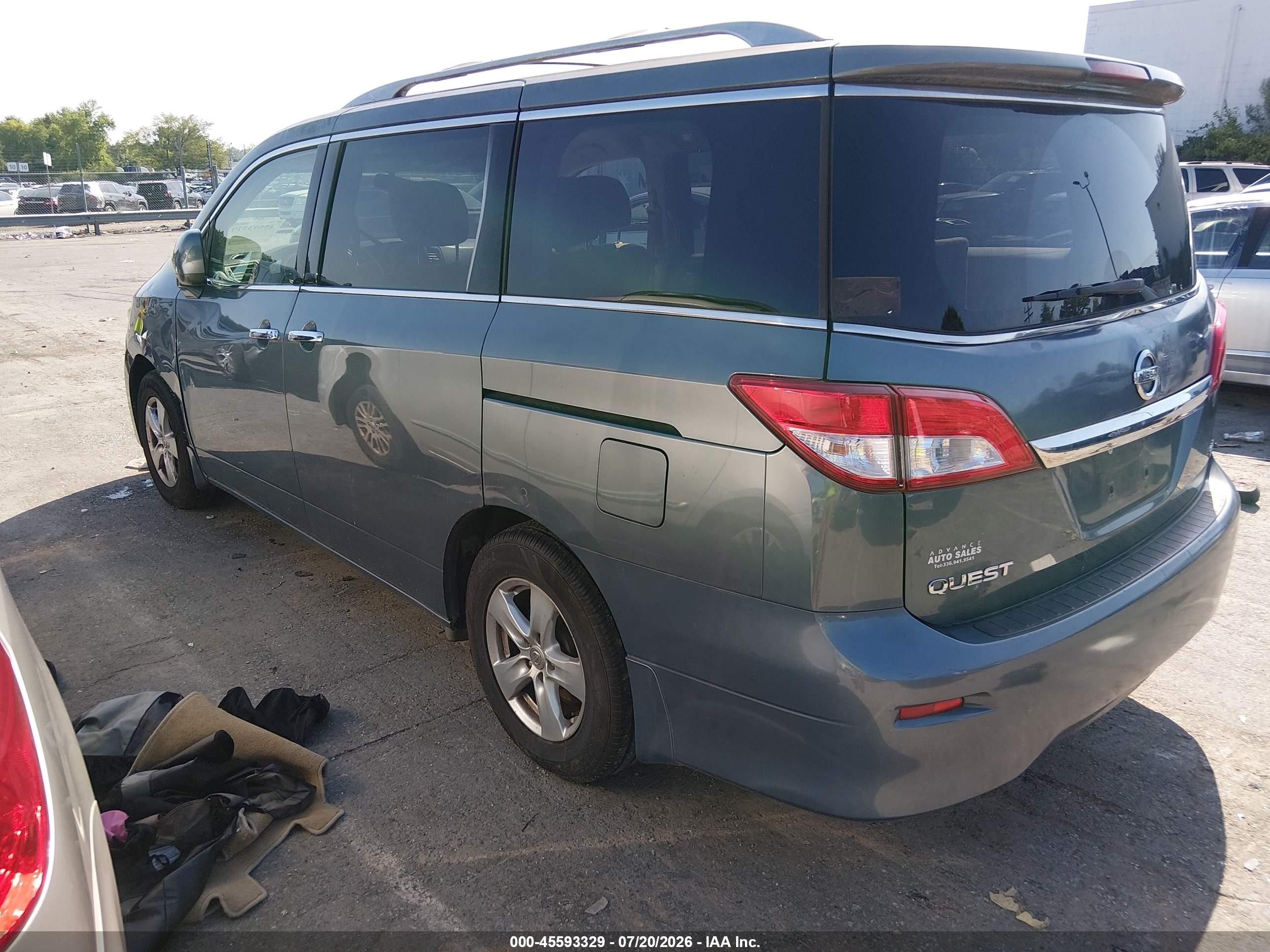 2012 Nissan Quest Sv Blue vin: JN8AE2KP8C9038351