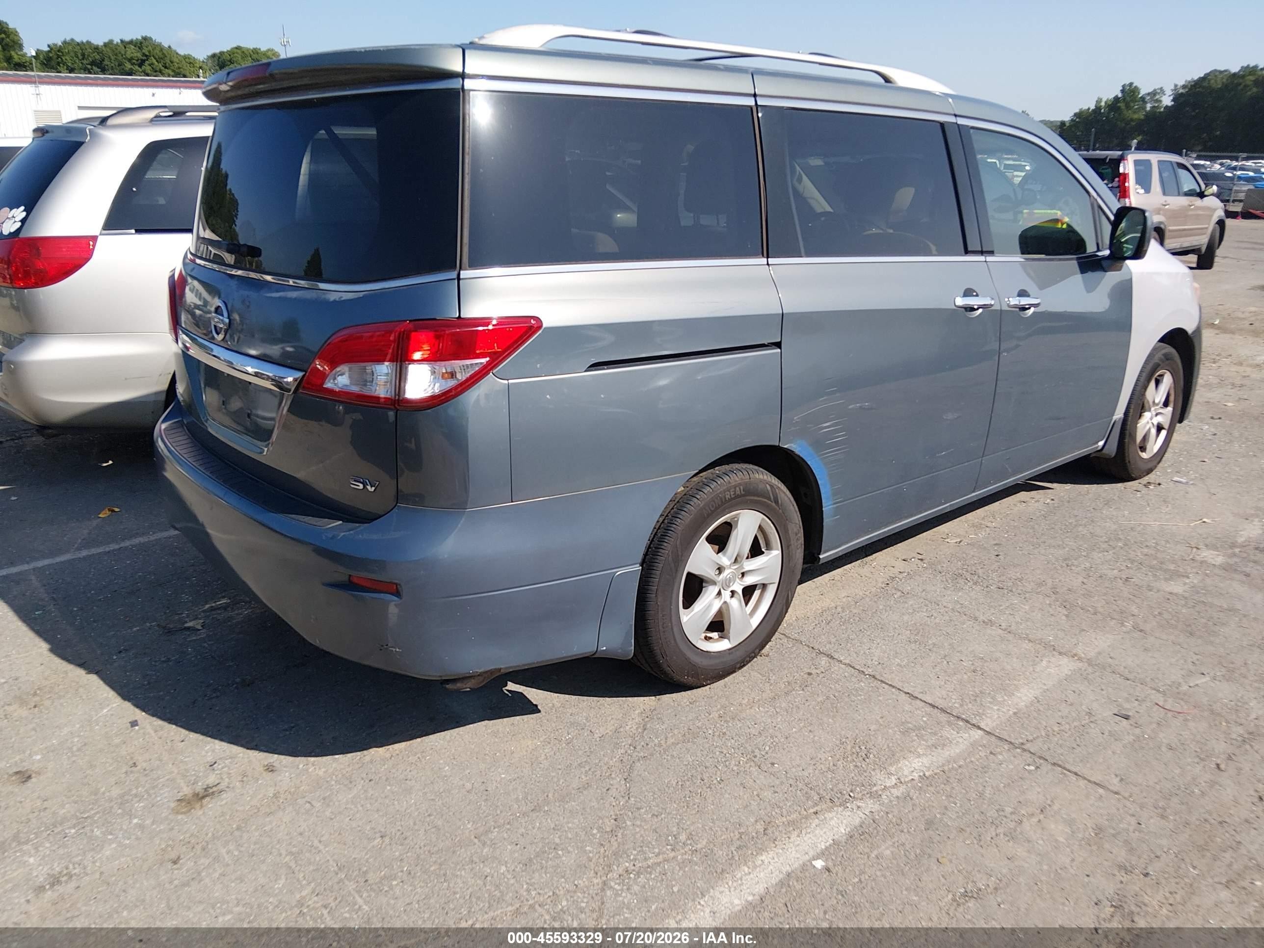 2012 Nissan Quest Sv Blue vin: JN8AE2KP8C9038351