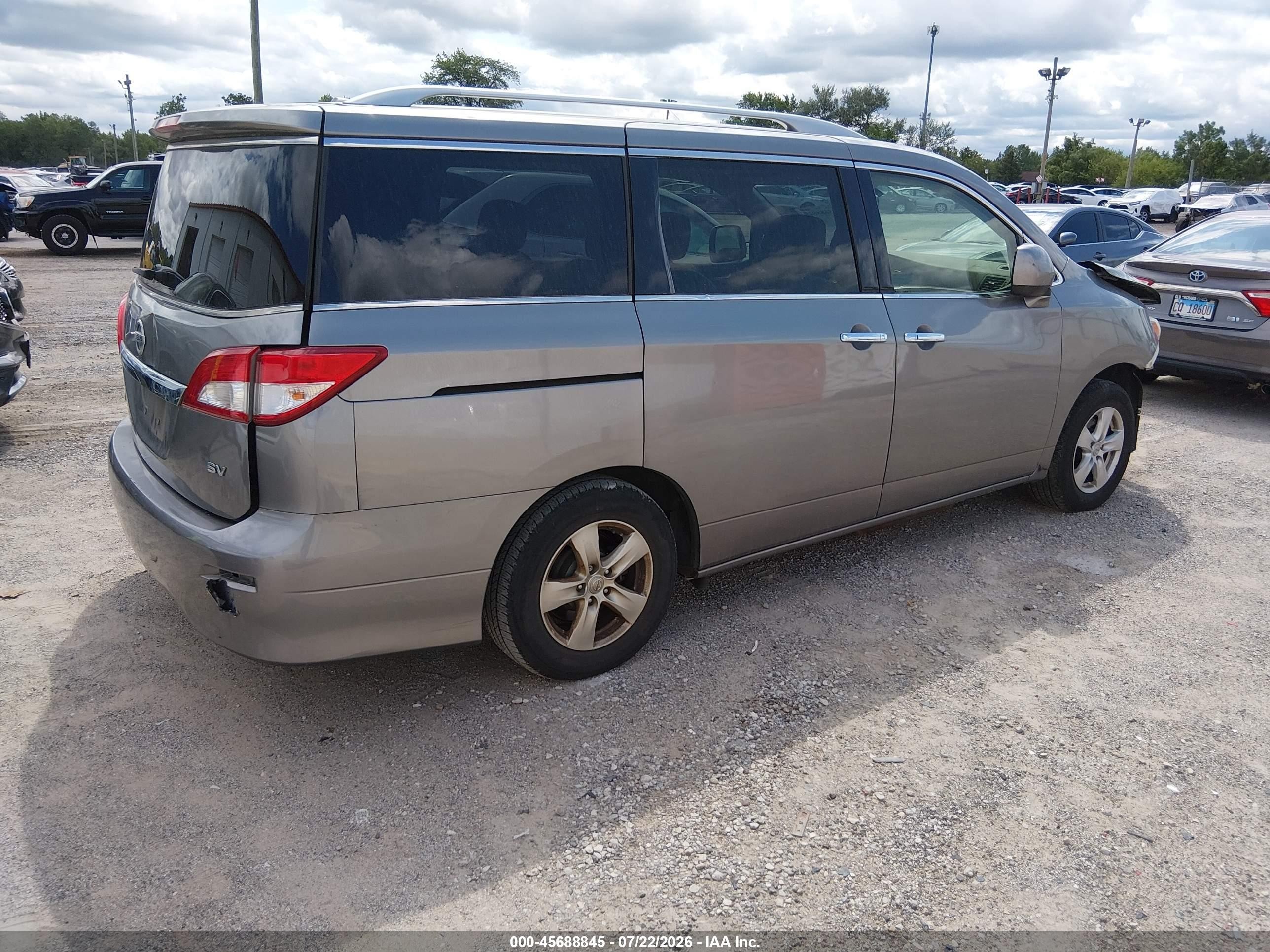 2013 Nissan Quest Sv Silver vin: JN8AE2KP8D9064627