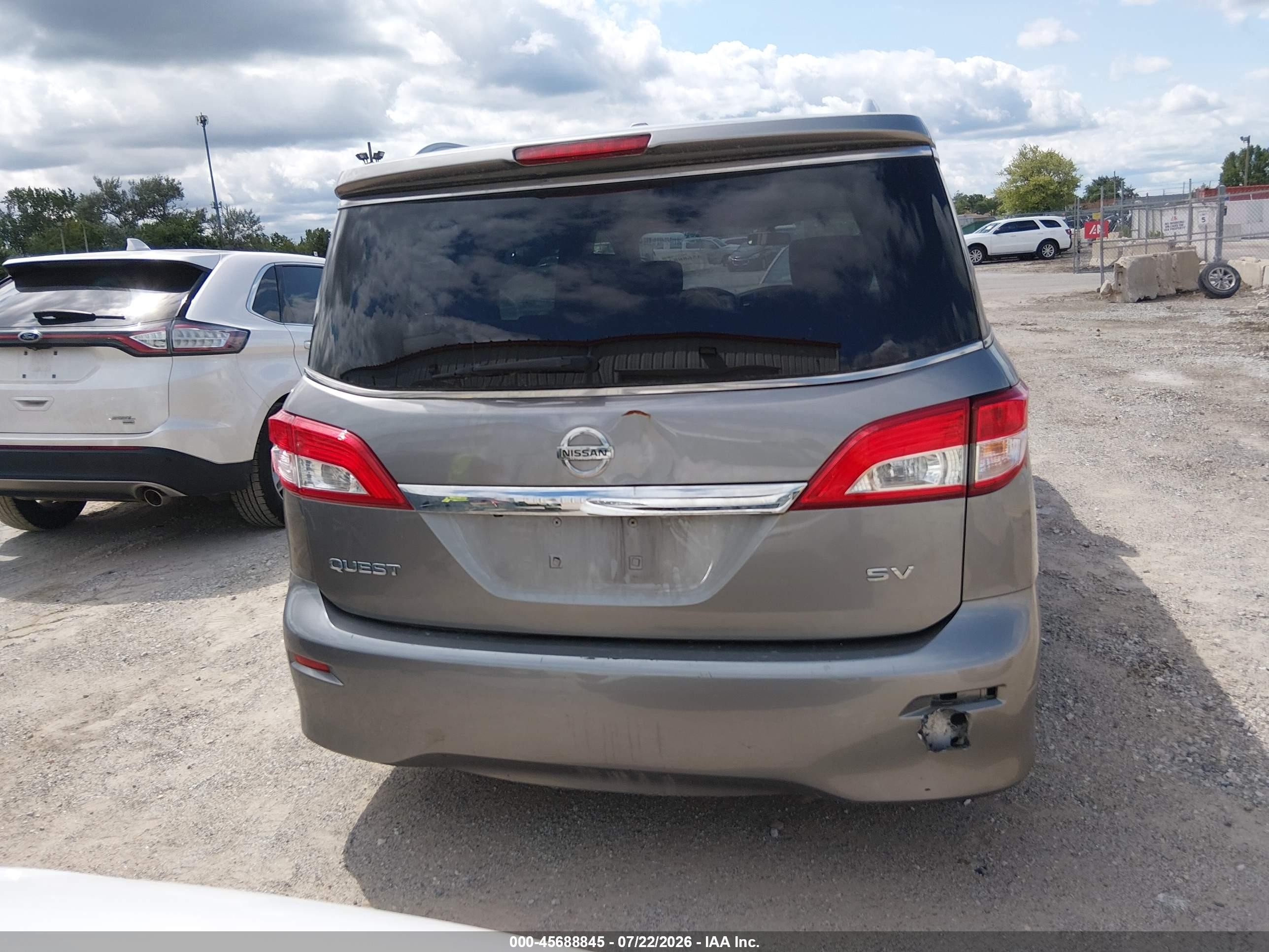 2013 Nissan Quest Sv Silver vin: JN8AE2KP8D9064627