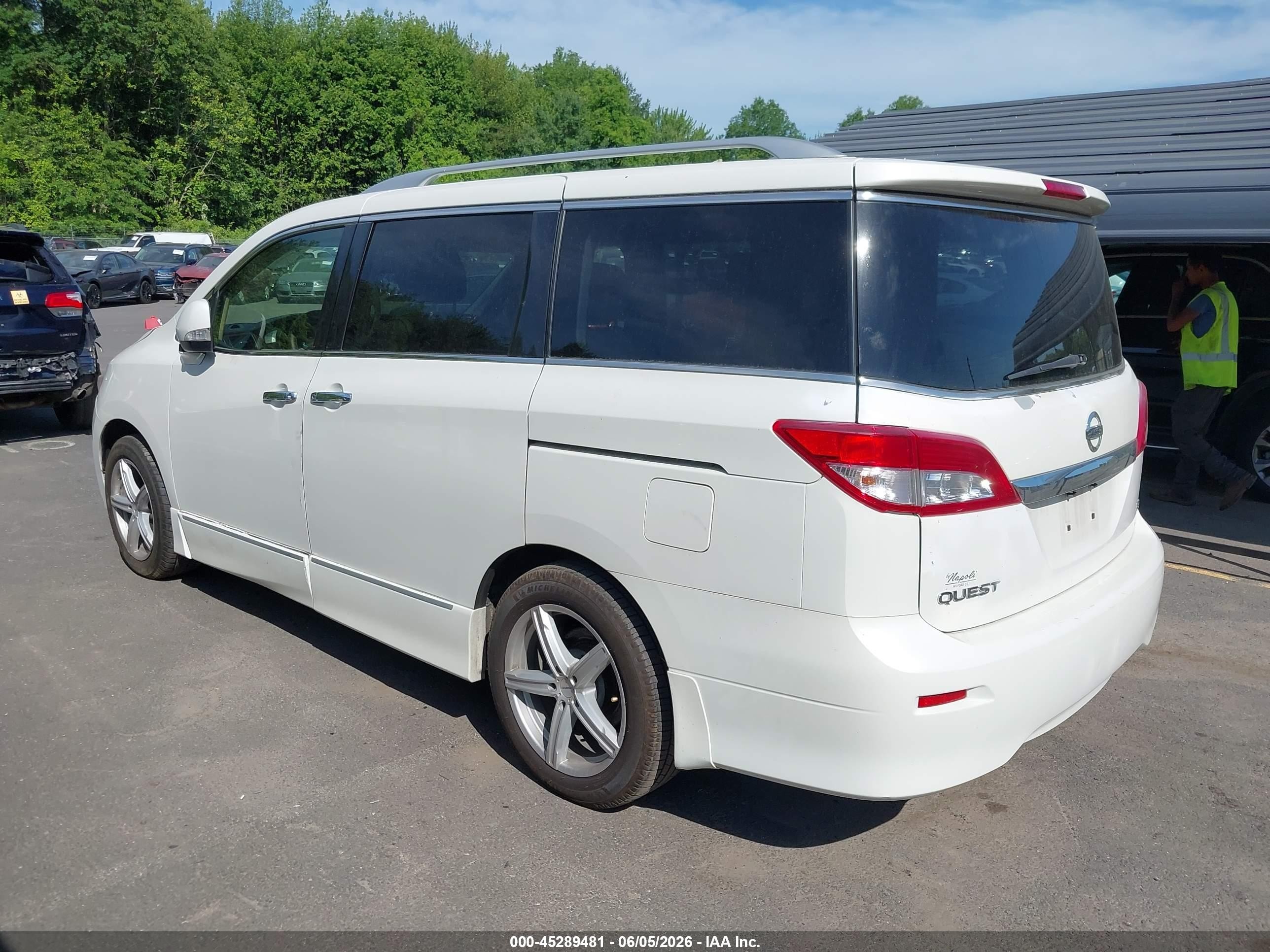 2014 Nissan Quest Sl White vin: JN8AE2KP8E9103413