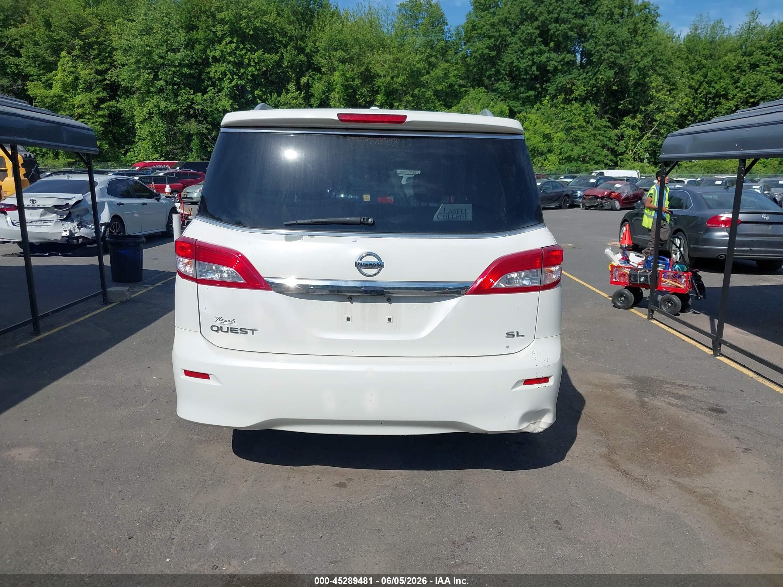 2014 Nissan Quest Sl White vin: JN8AE2KP8E9103413