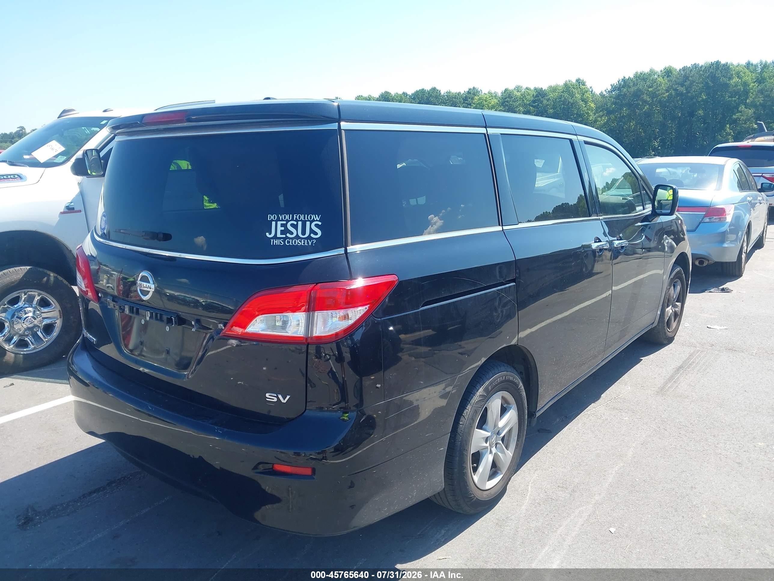 2015 Nissan Quest Sv Black vin: JN8AE2KP8F9122352