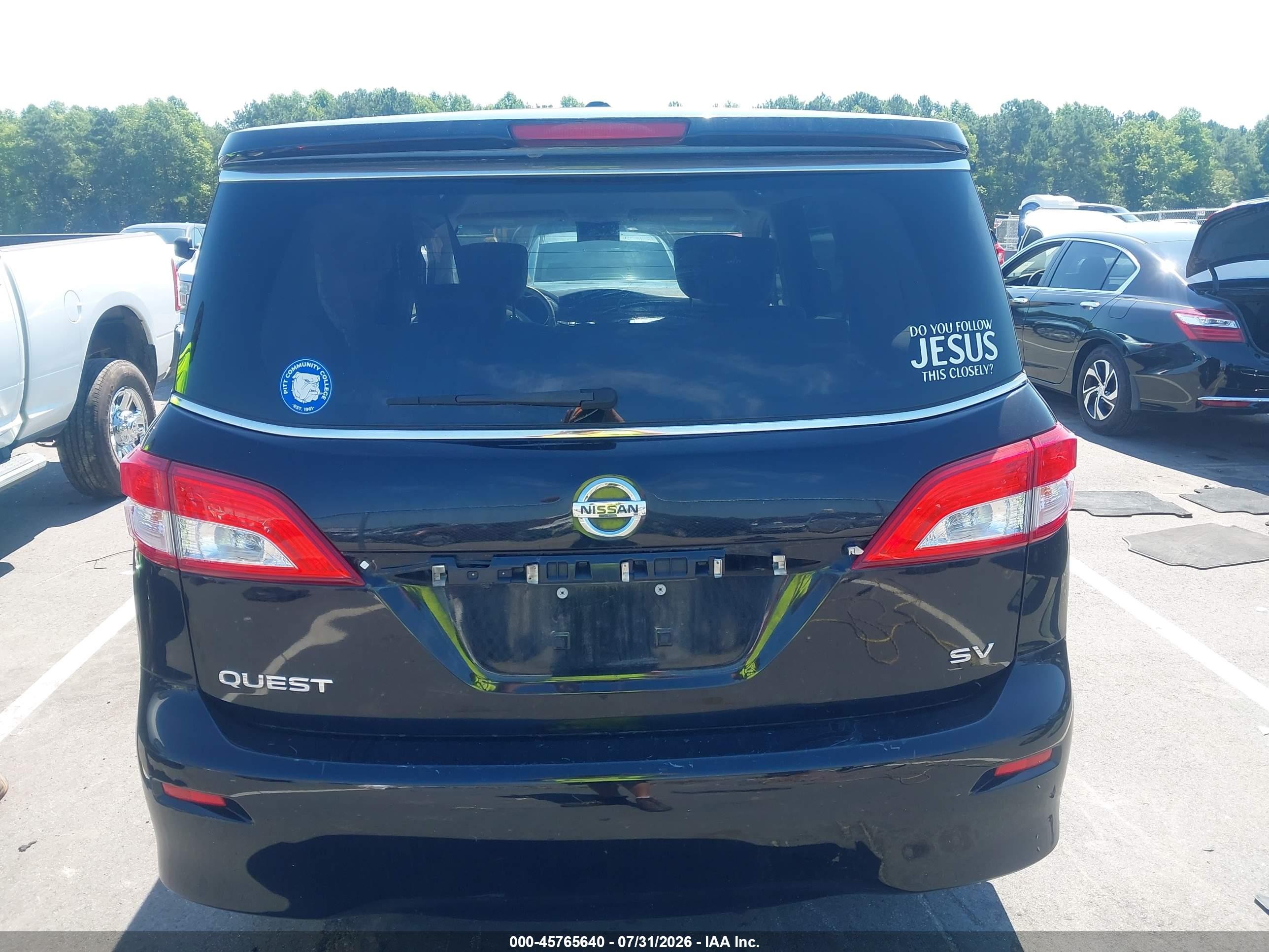 2015 Nissan Quest Sv Black vin: JN8AE2KP8F9122352