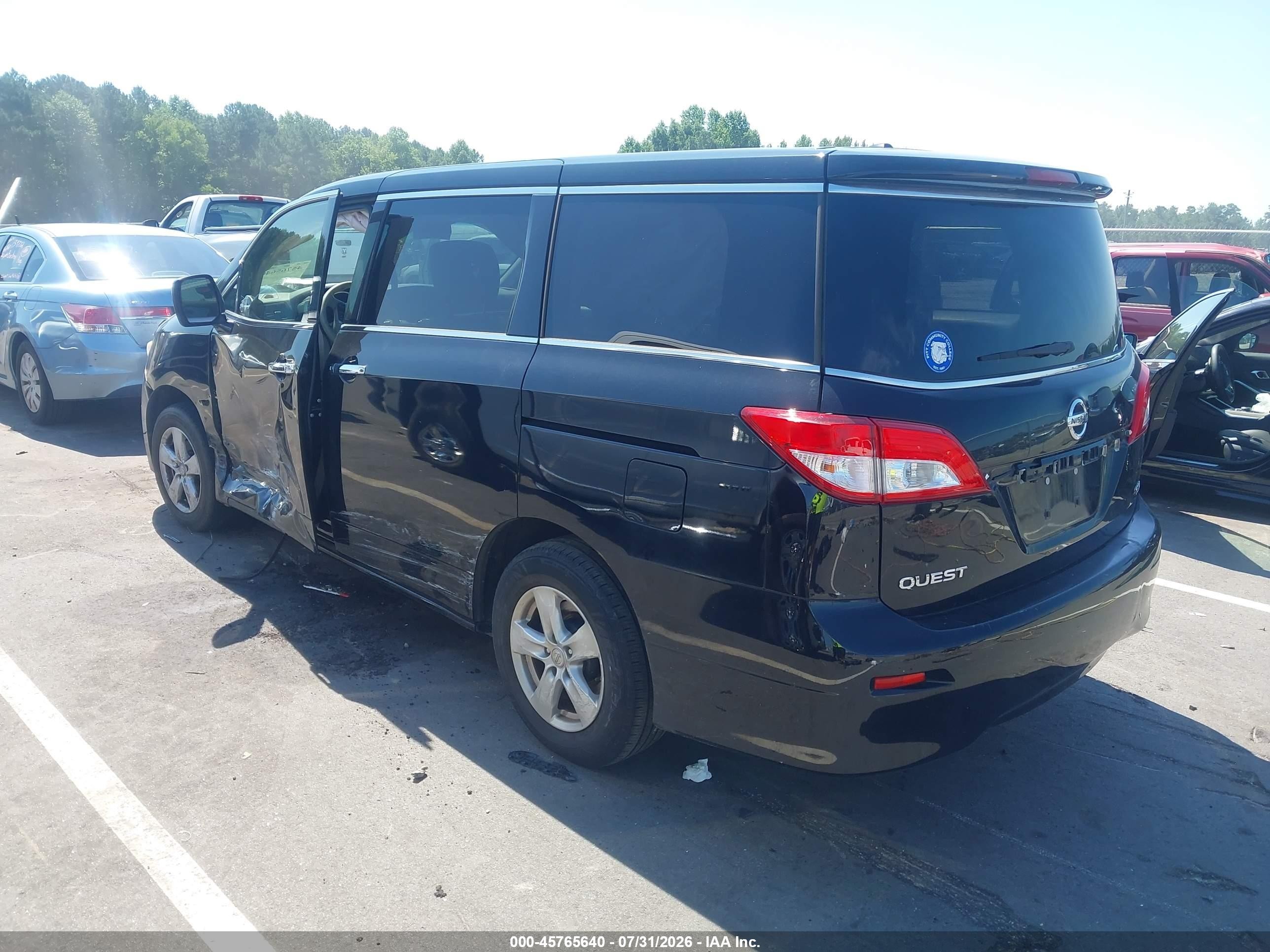 2015 Nissan Quest Sv Black vin: JN8AE2KP8F9122352