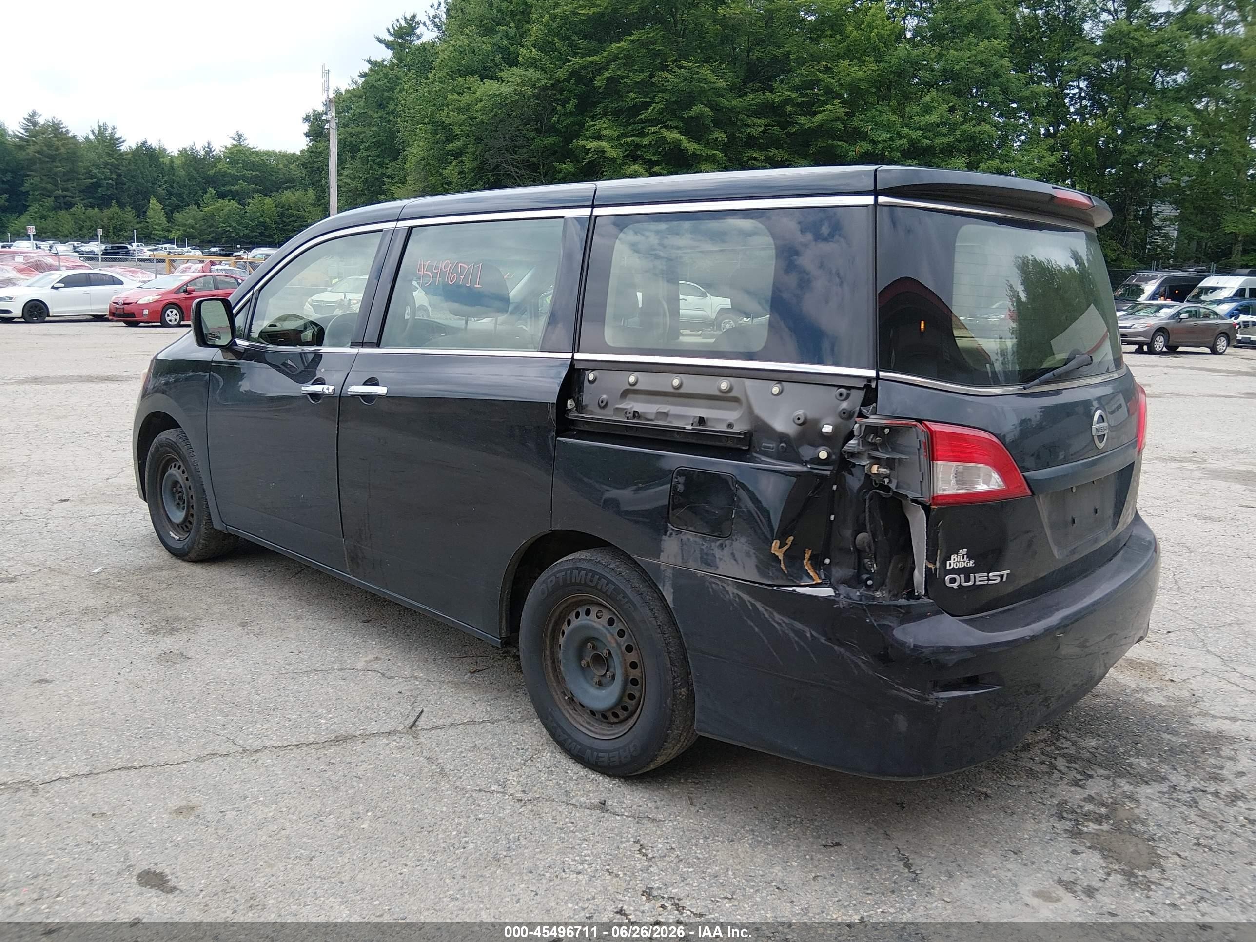 2015 Nissan Quest S Black vin: JN8AE2KP8F9122657