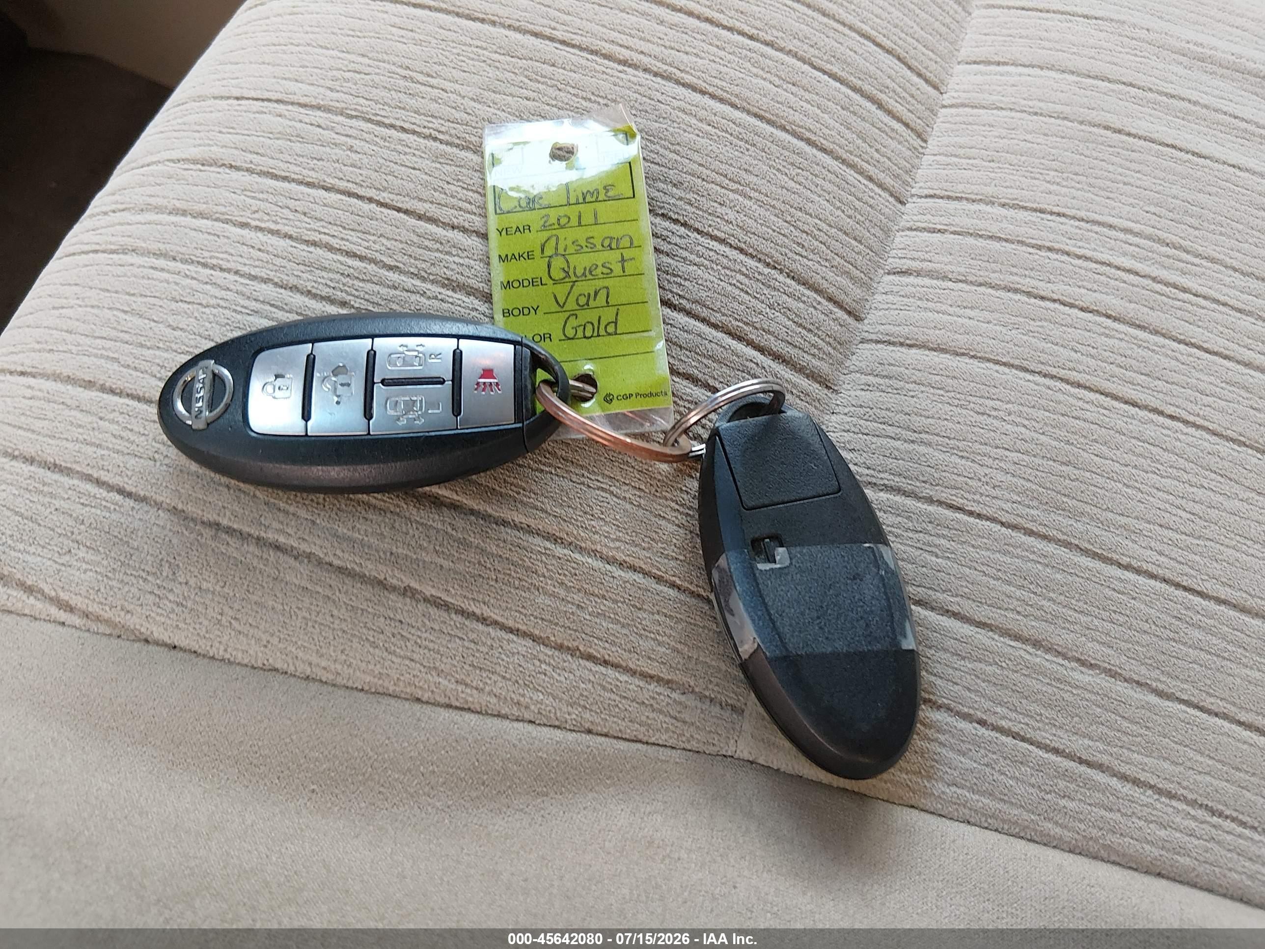 2011 Nissan Quest Sv Gold vin: JN8AE2KP9B9003655