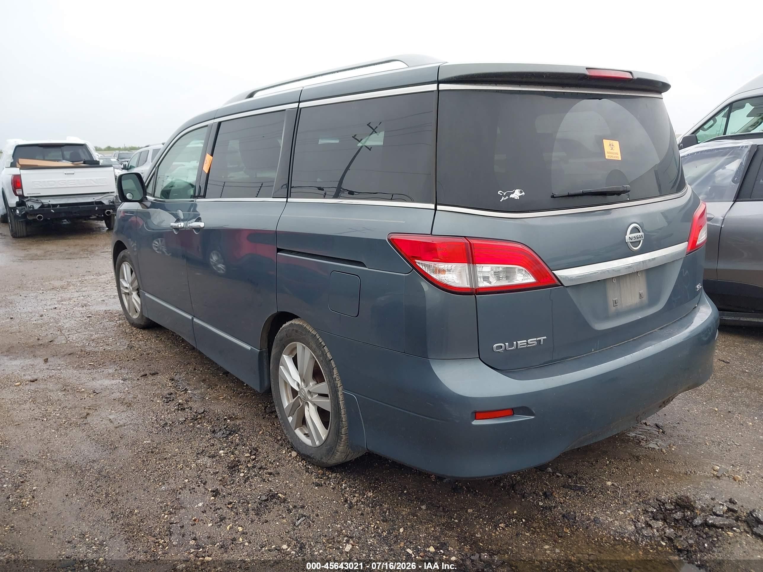 2011 Nissan Quest Sl Gray vin: JN8AE2KP9B9006913
