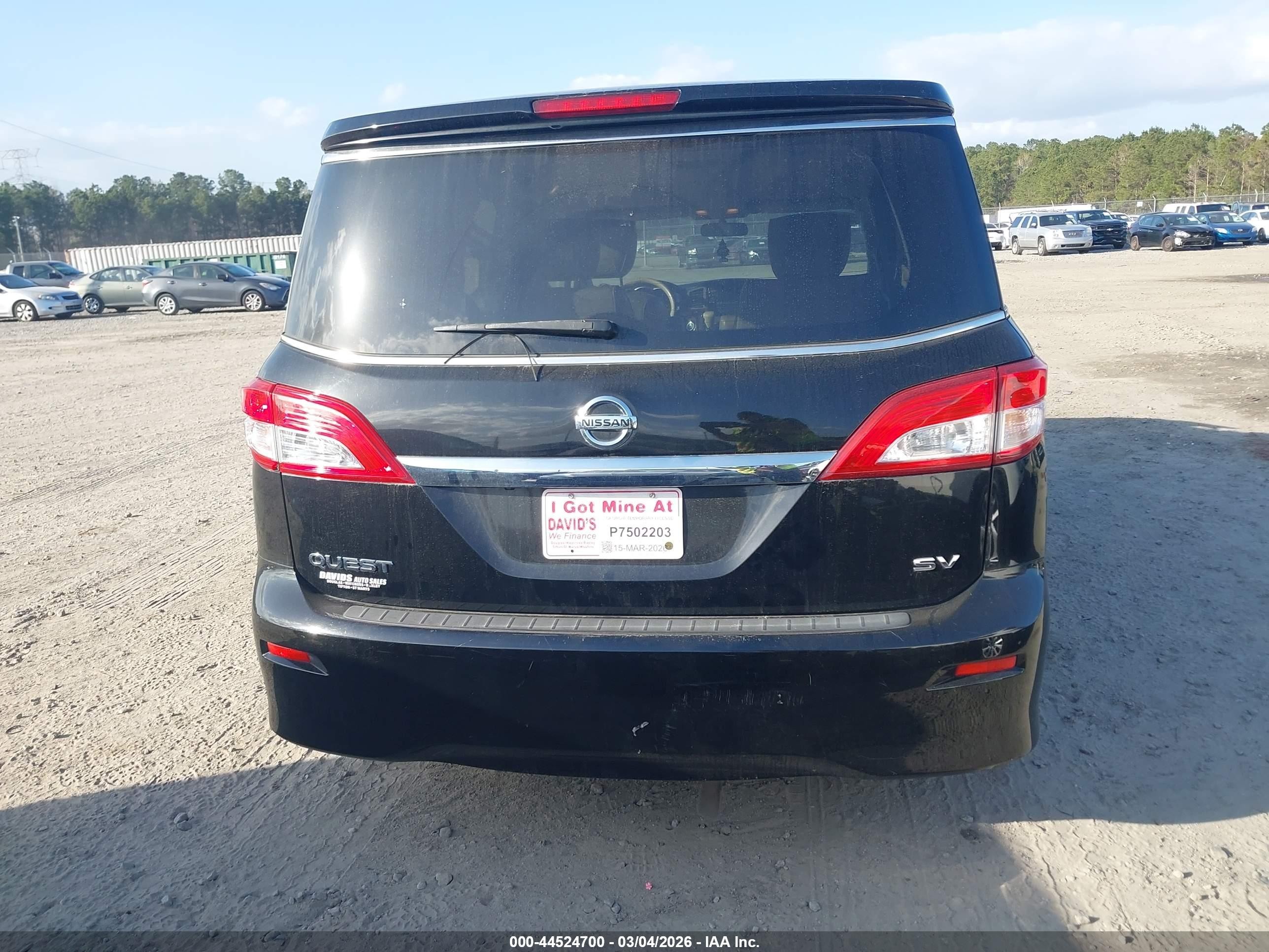 2012 Nissan Quest Sv Black vin: JN8AE2KP9C9036270