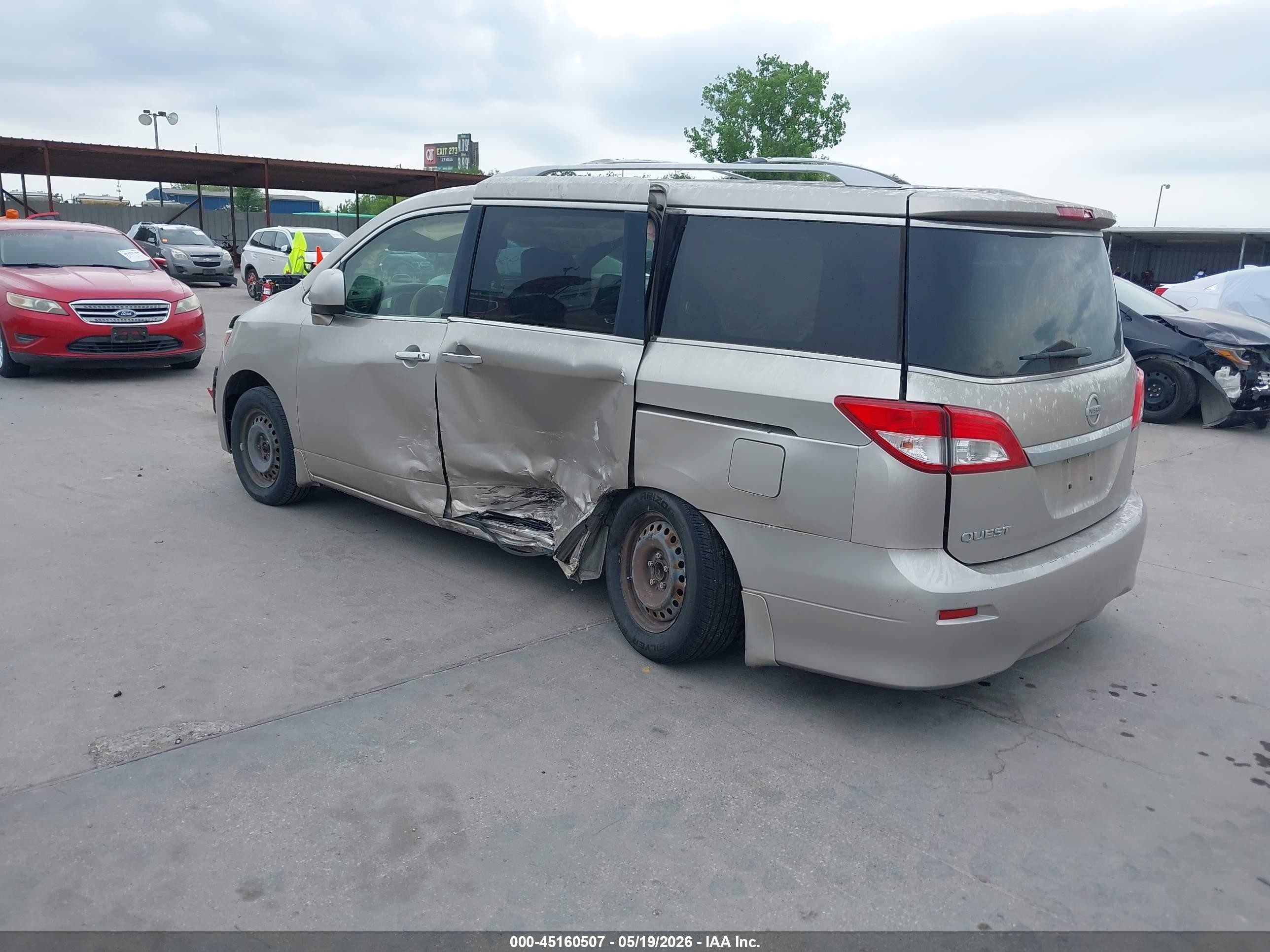 2012 Nissan Quest S Золотой vin: JN8AE2KP9C9046619
