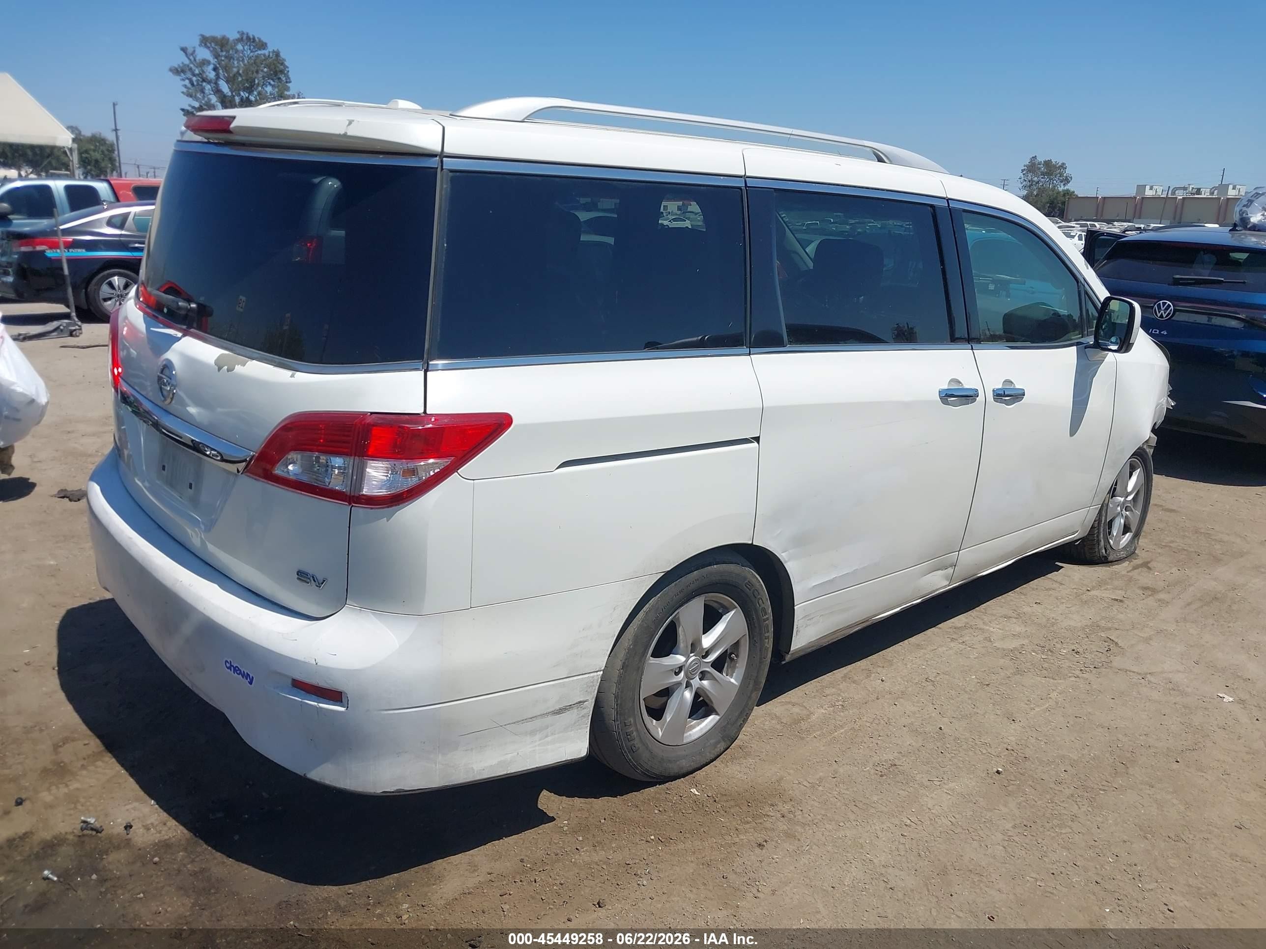 2012 Nissan Quest Sv White vin: JN8AE2KP9C9050279