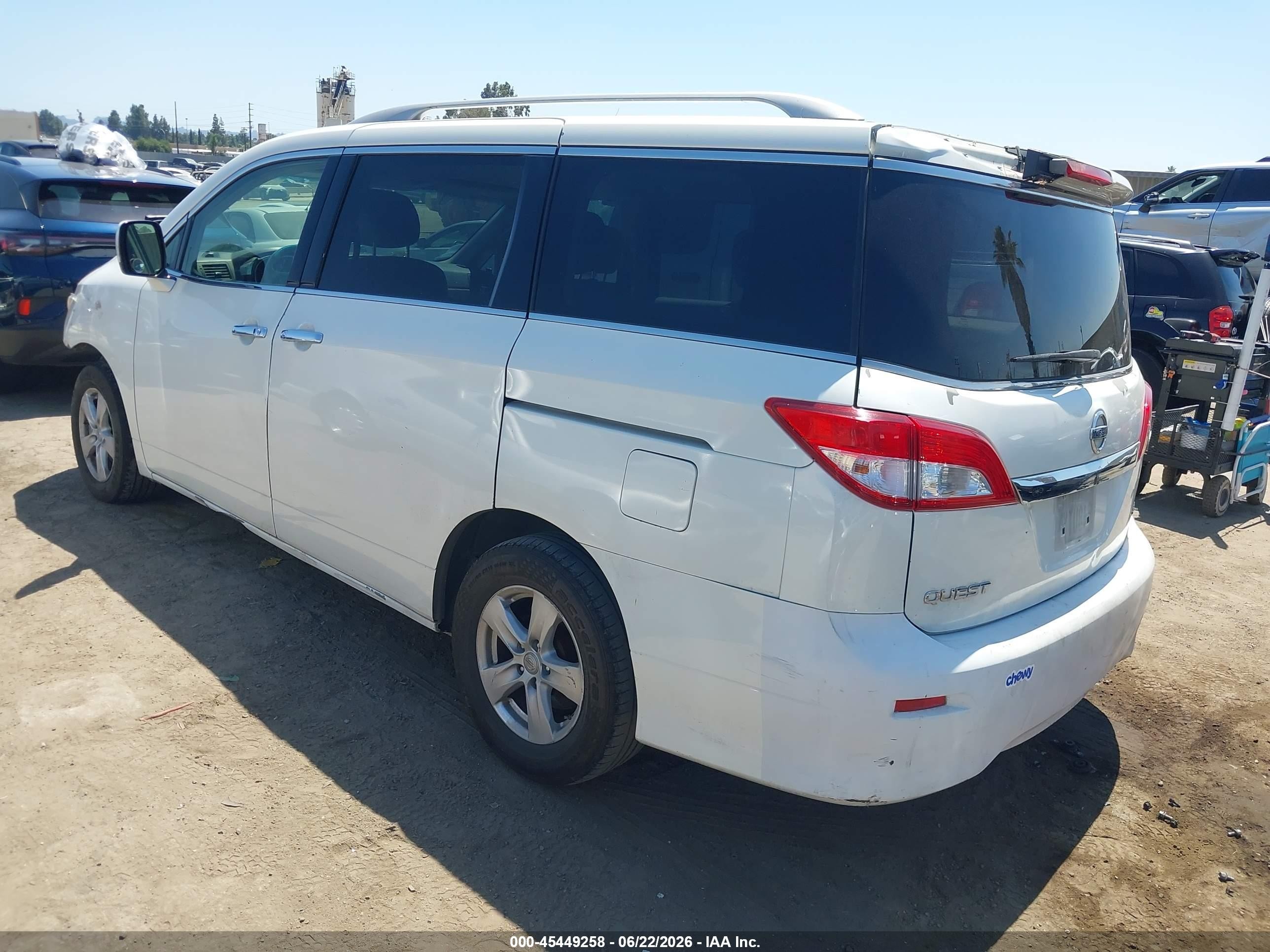 2012 Nissan Quest Sv White vin: JN8AE2KP9C9050279