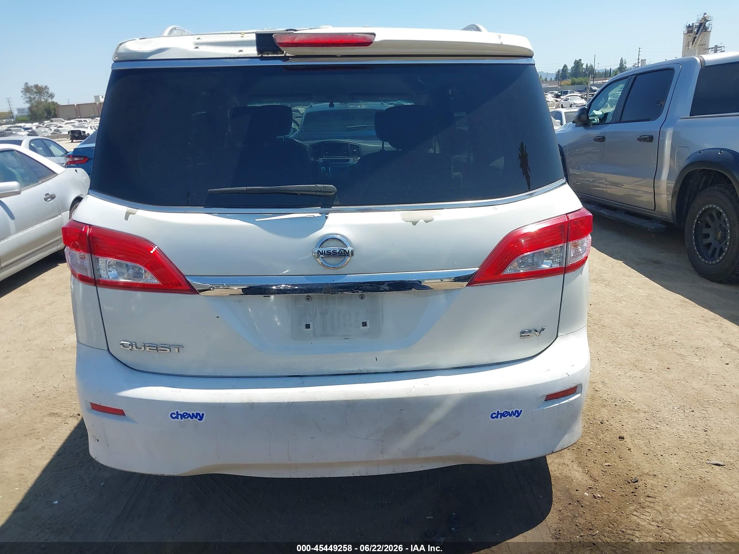 2012 Nissan Quest Sv White vin: JN8AE2KP9C9050279