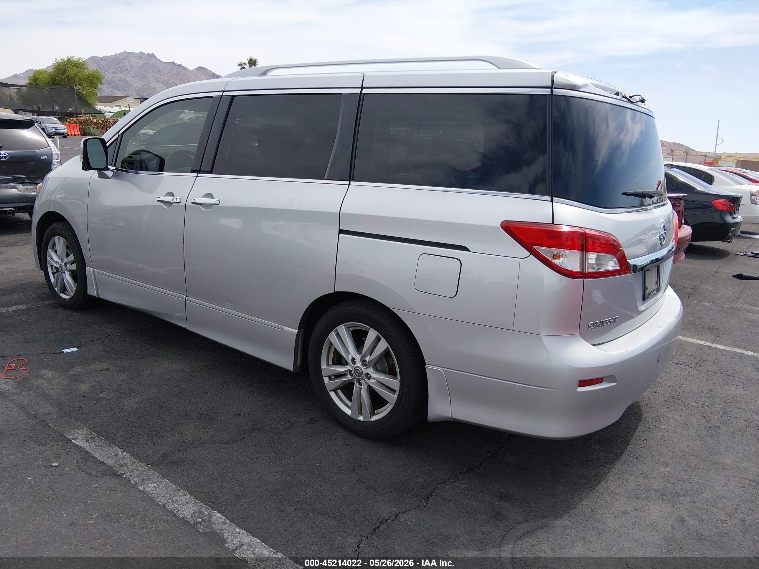 2013 Nissan Quest Le Серебряный vin: JN8AE2KP9D9062613