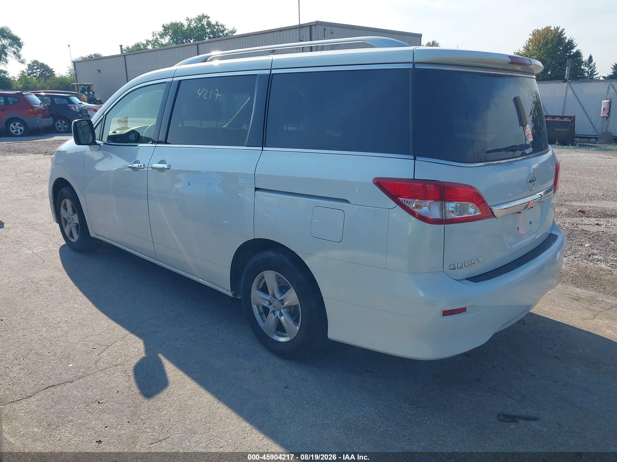 2014 Nissan Quest Sv White vin: JN8AE2KP9E9103971
