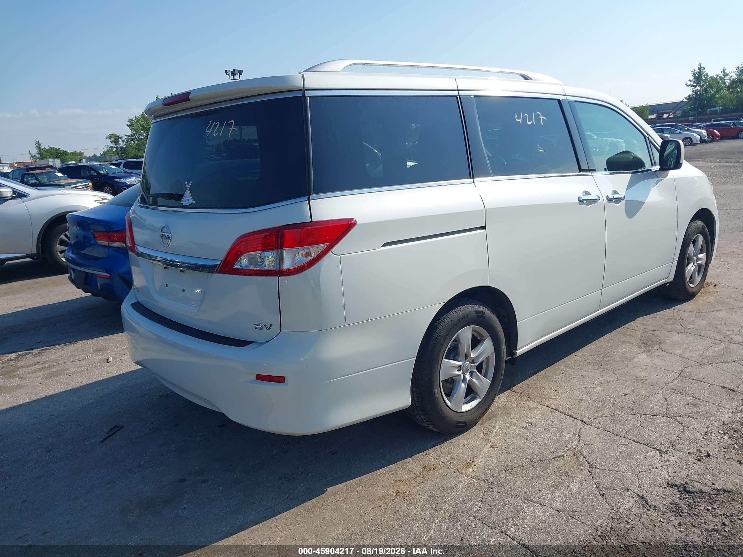 2014 Nissan Quest Sv White vin: JN8AE2KP9E9103971